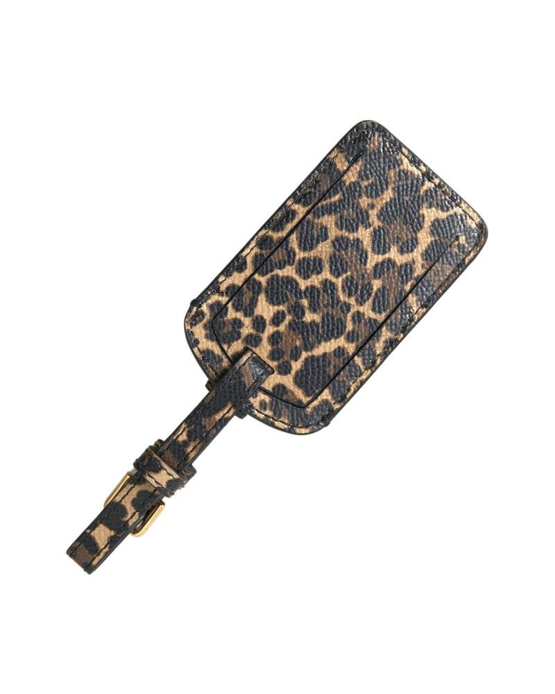 Dolce & Gabbana Leather Elegant Leopard Luggage Tag Glam Steals