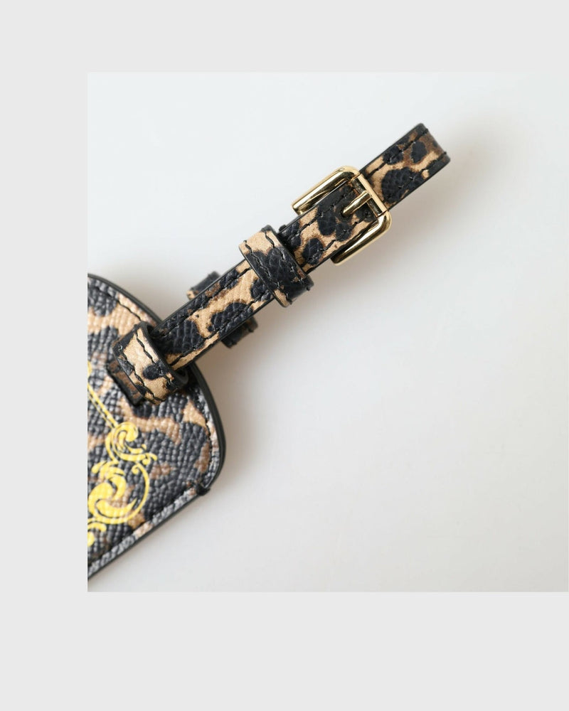 Dolce & Gabbana Leather Elegant Leopard Luggage Tag Glam Steals