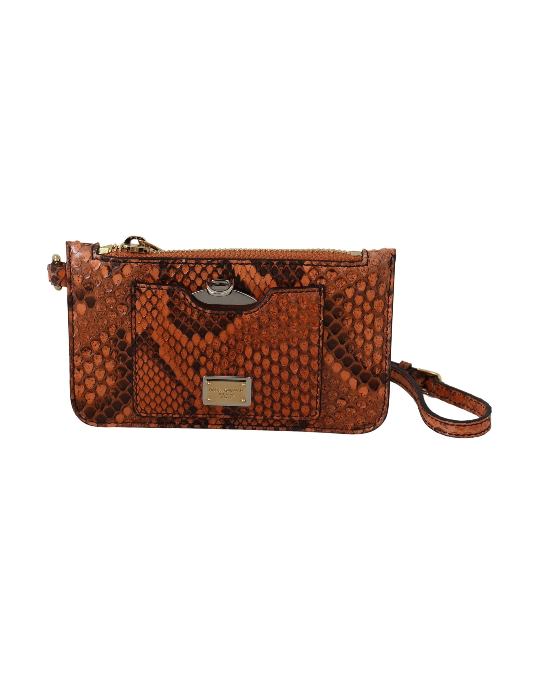 Dolce & Gabbana Leather Elegant Python Patterned Wristlet