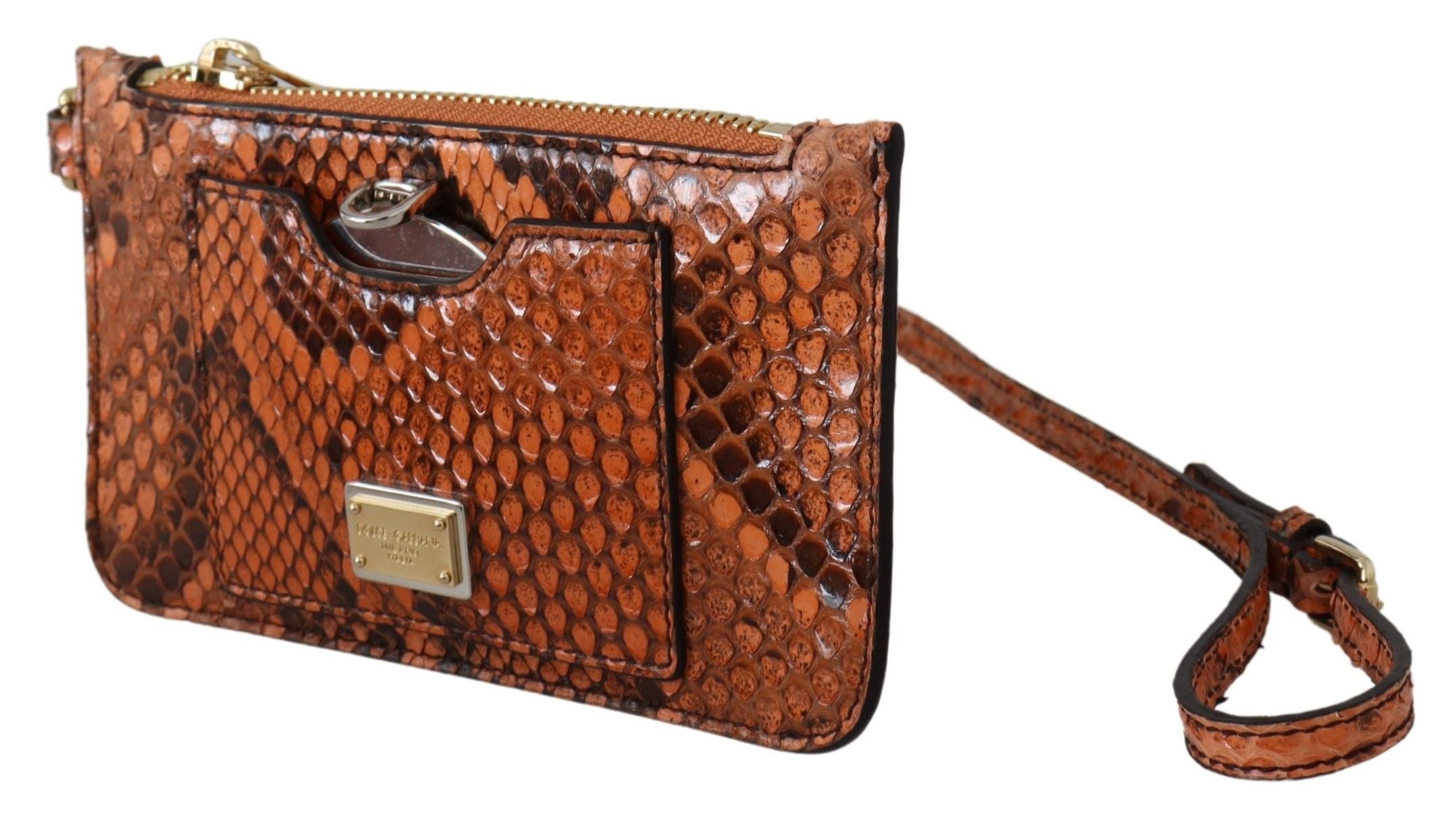 Dolce & Gabbana Leather Elegant Python Patterned Wristlet