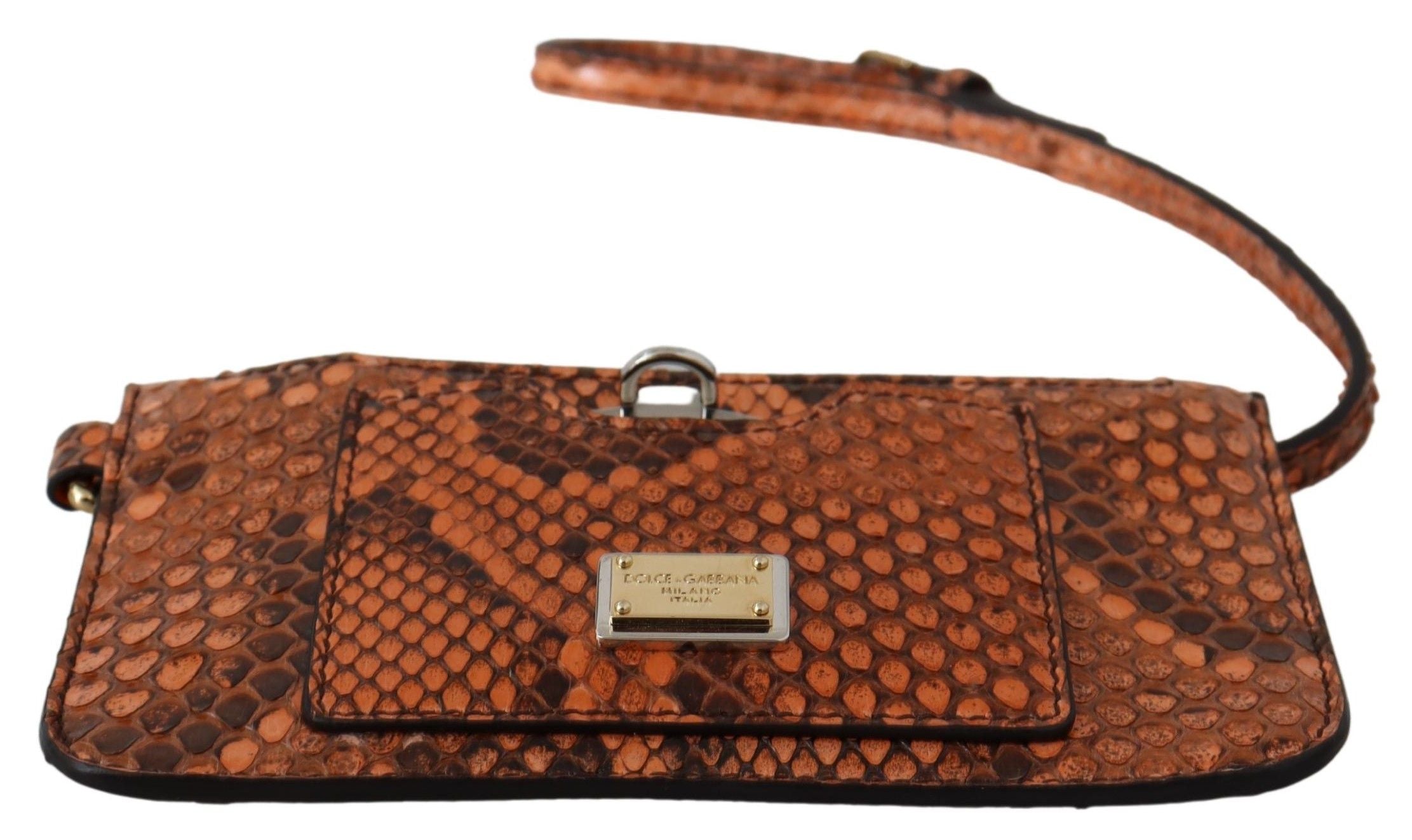 Dolce & Gabbana Leather Elegant Python Patterned Wristlet Glam Steals