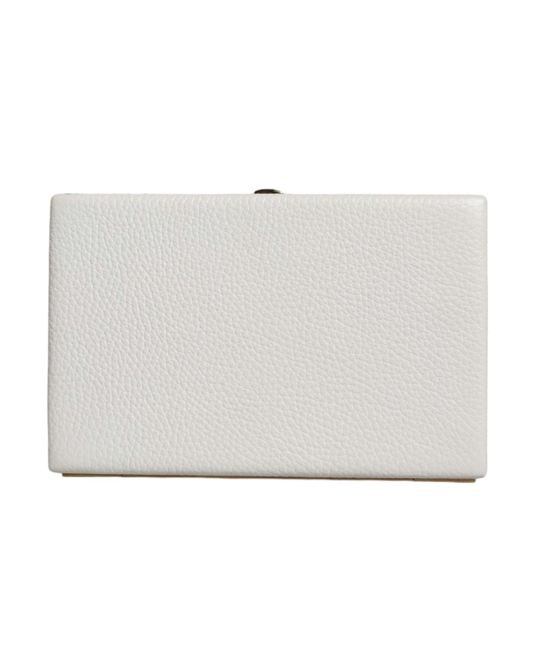 Dolce & Gabbana Leather Frame Clutch Evening Party Purse White Gold Bag Glam Steals