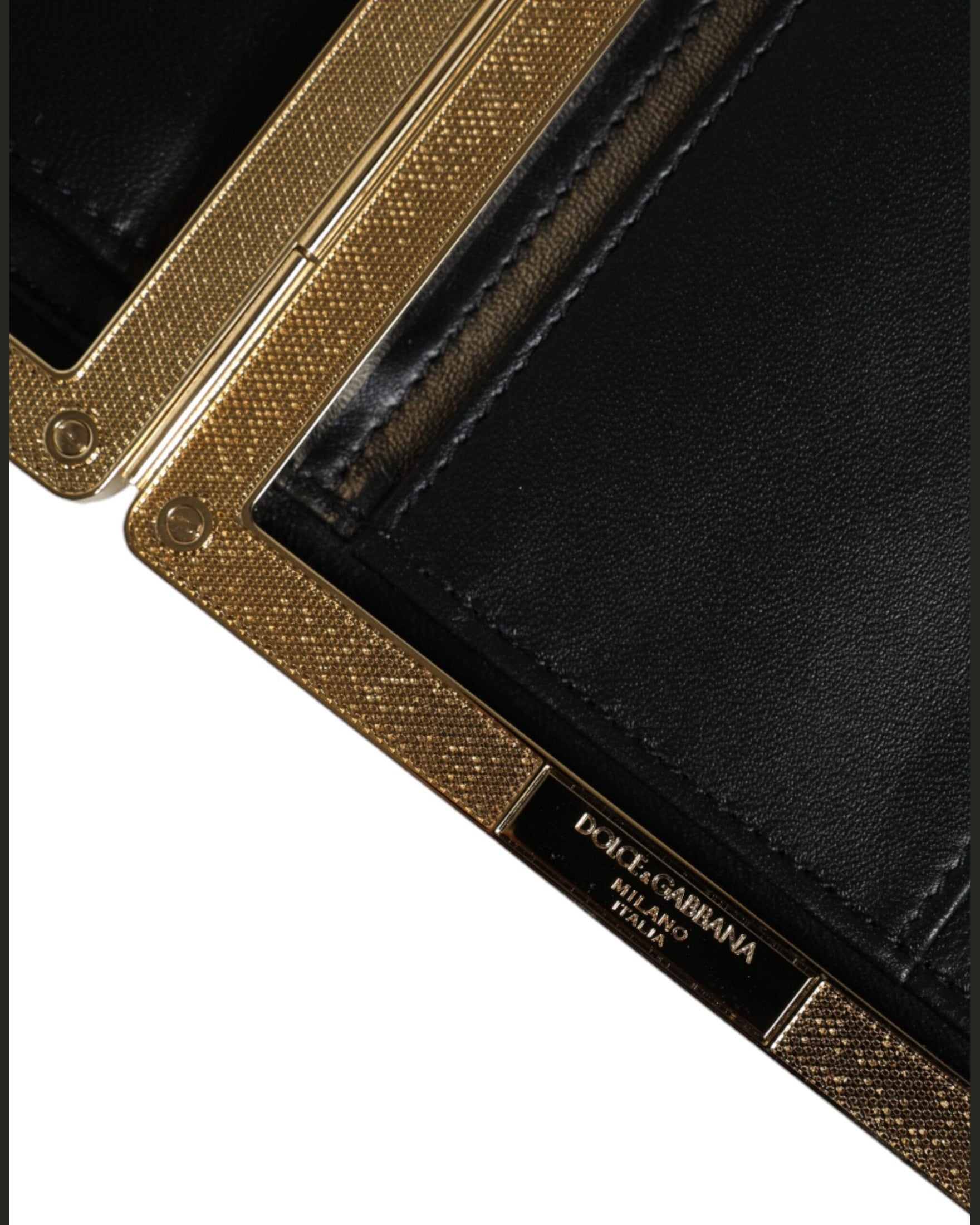 Dolce & Gabbana Leather Frame Clutch Evening Party Purse White Gold Bag Glam Steals