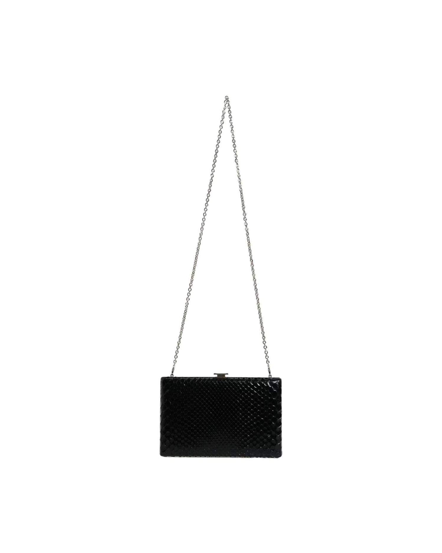 Dolce & Gabbana Leather Frame Clutch Mini Crossbody Black Silver Bag Glam Steals