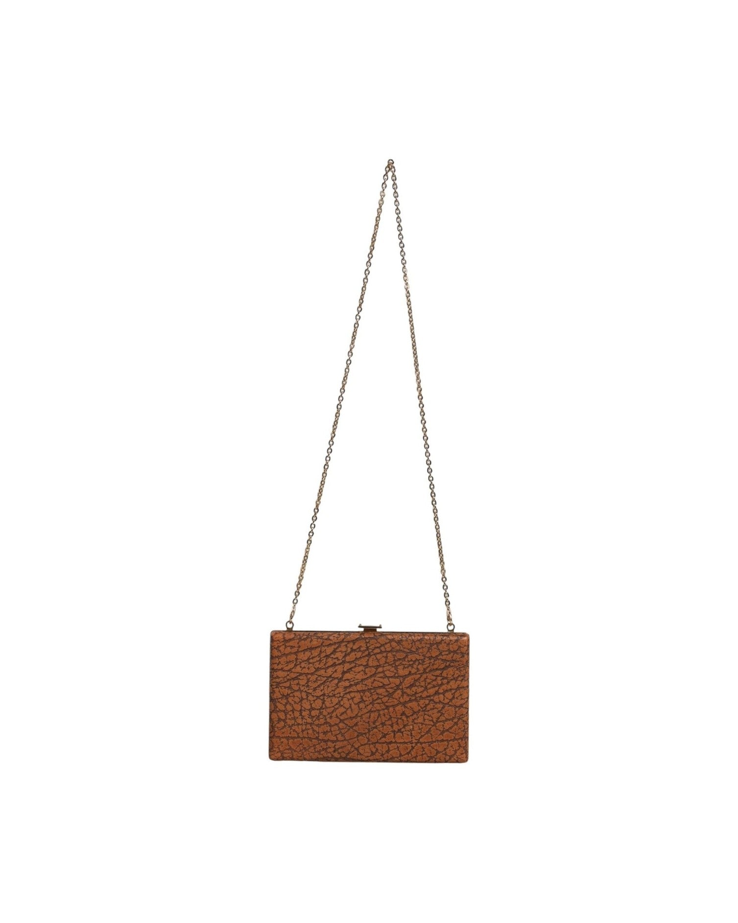 Dolce & Gabbana Leather Frame Clutch Mini Crossbody Brown Gold Bag Glam Steals