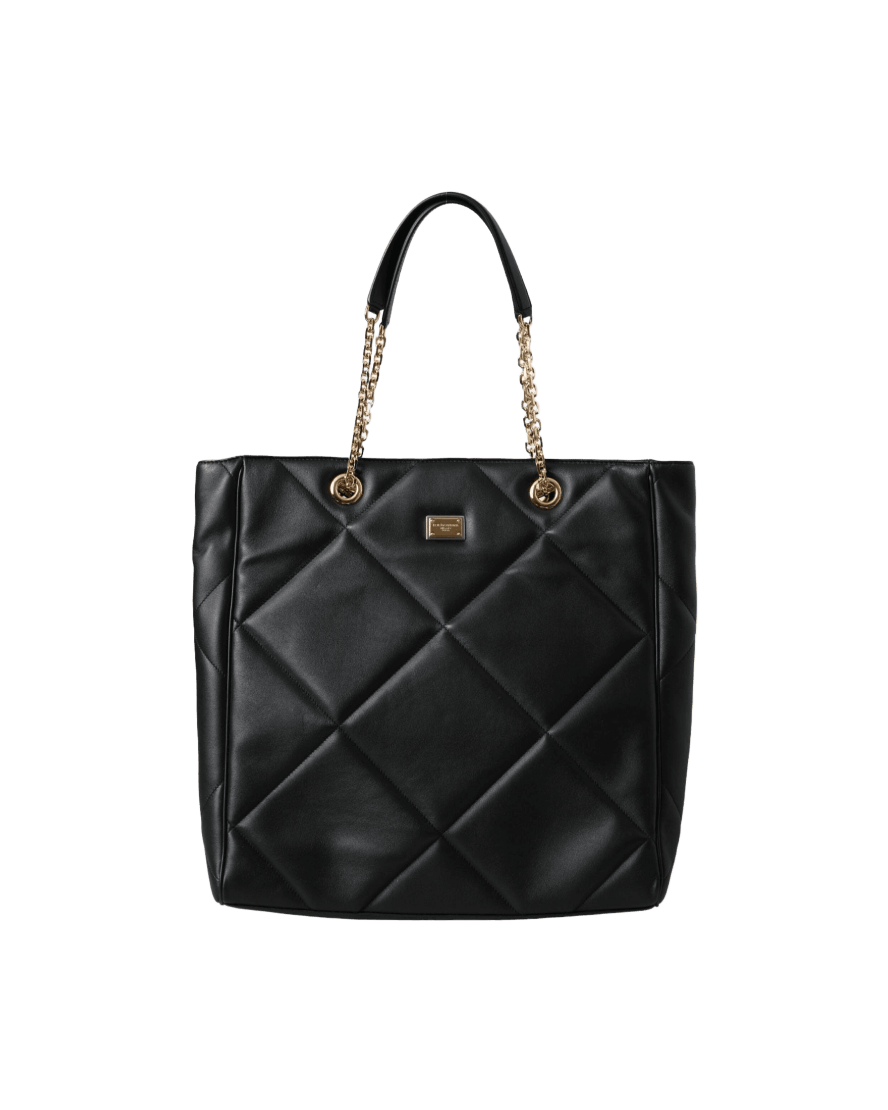 Dolce & Gabbana Leather Jungle Quilted Shopping Tote Black Bag Glam Steals