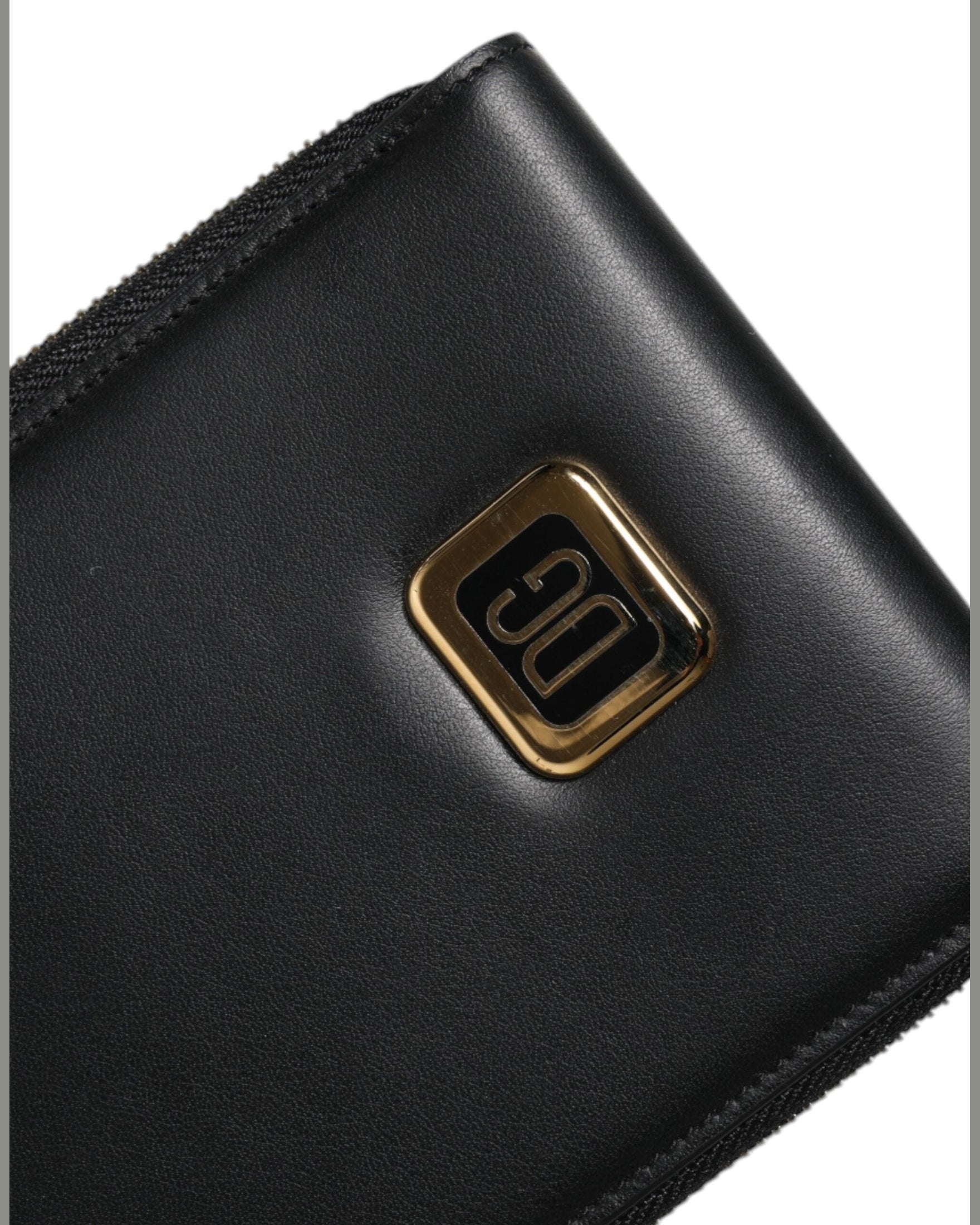 Dolce & Gabbana Leather Logo Plaque Neck Strap Card Coin Black Wallet Glam Steals