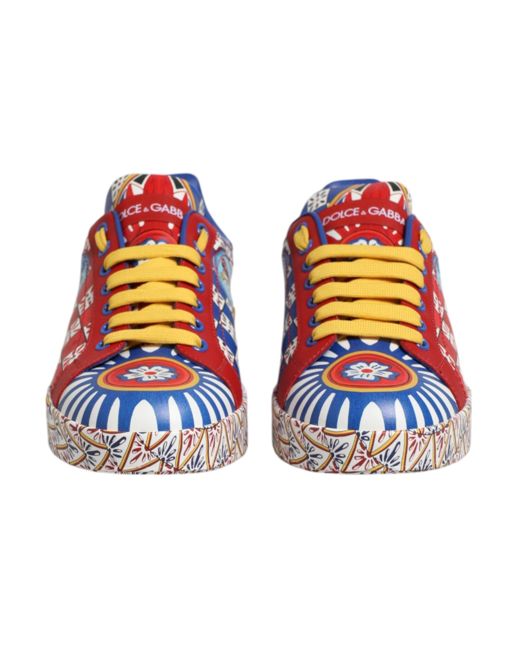 Dolce & Gabbana Leather Portofino Carretto Printed Sneakers Shoes Glam Steals