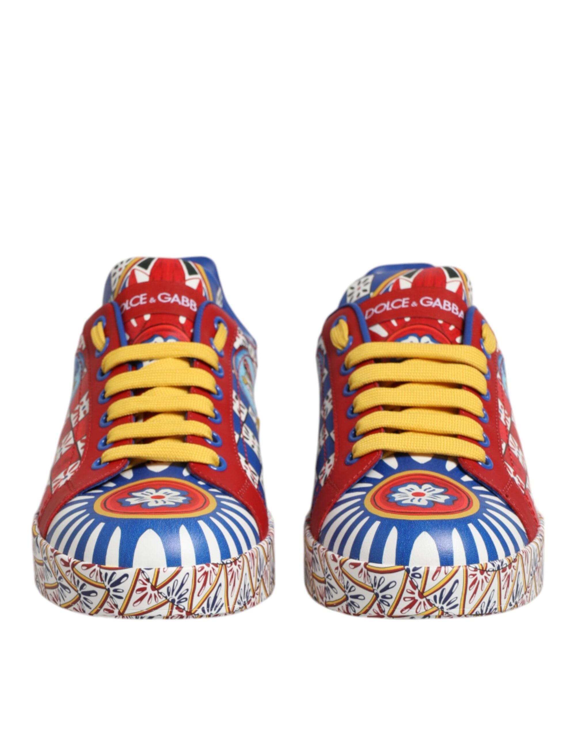 Dolce & Gabbana Leather Portofino Carretto Printed Sneakers Shoes Glam Steals