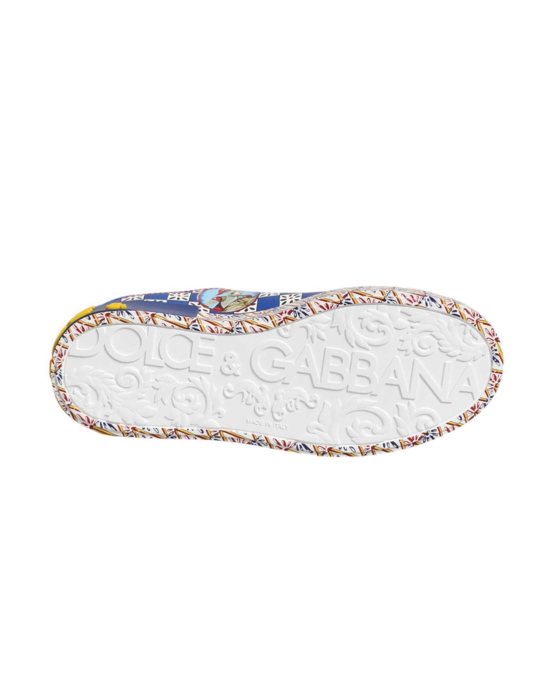 Dolce & Gabbana Leather Portofino Carretto Printed Sneakers Shoes Glam Steals