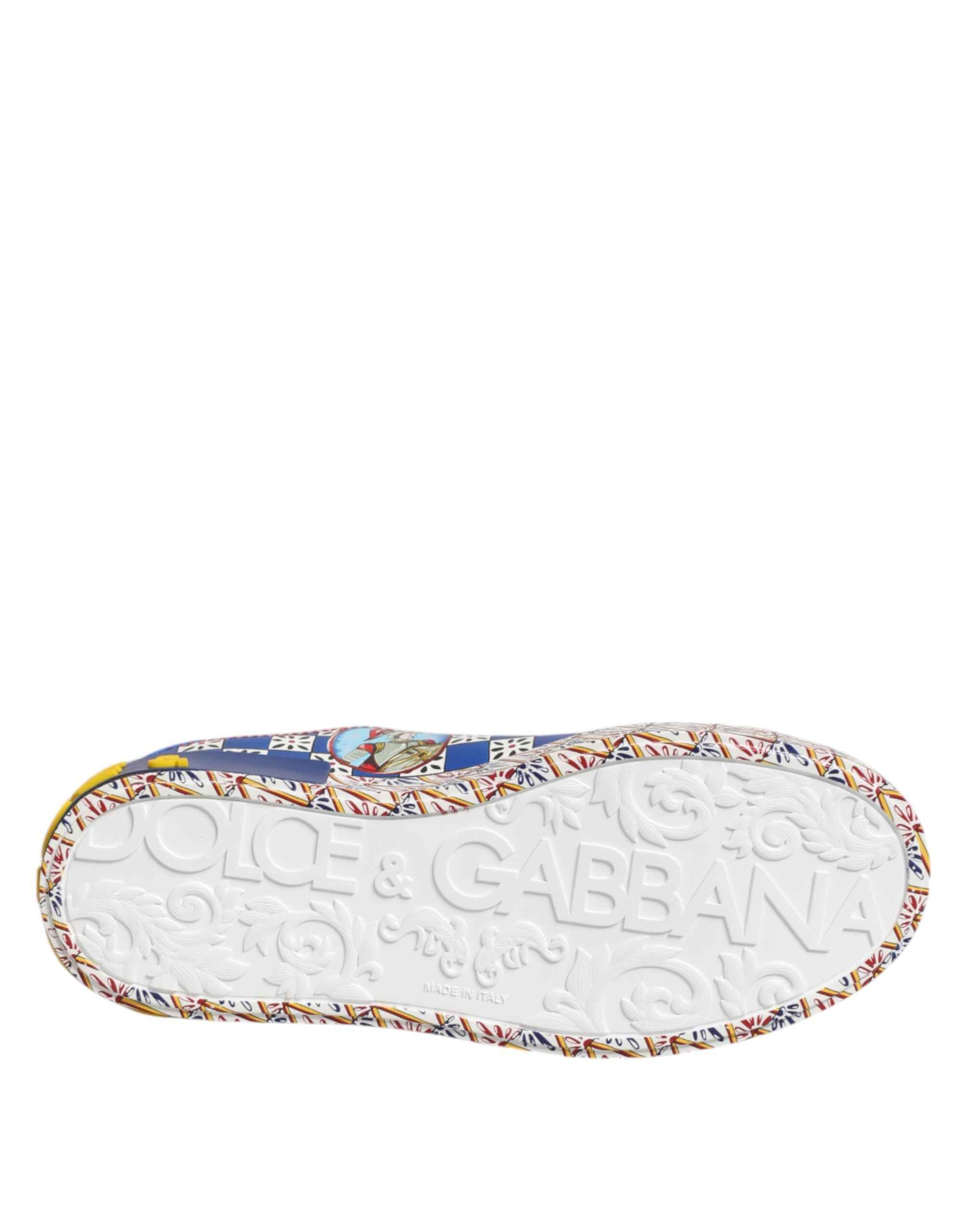 Dolce & Gabbana Leather Portofino Carretto Printed Sneakers Shoes Glam Steals