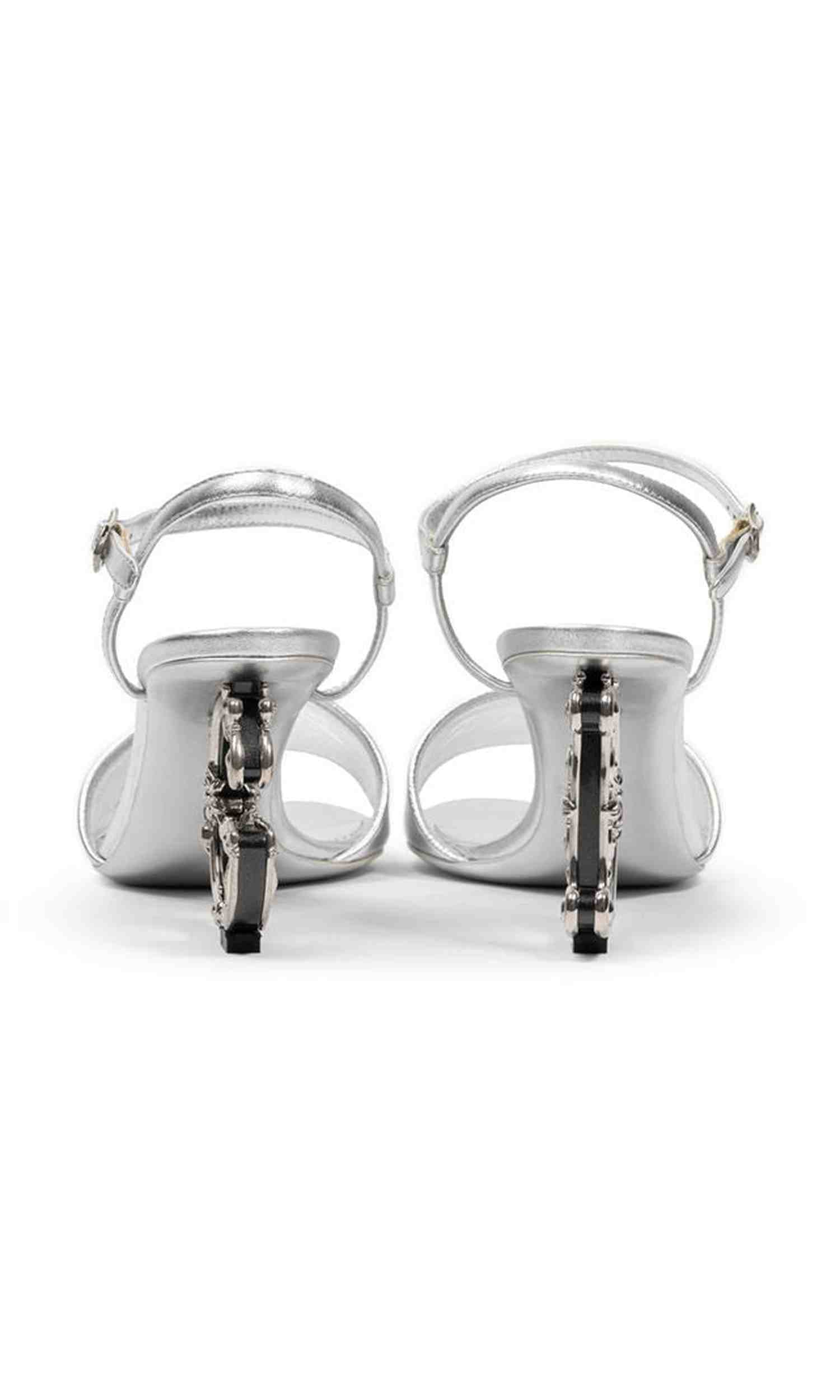 Dolce & Gabbana Leather Silver Sandal Glam Steals