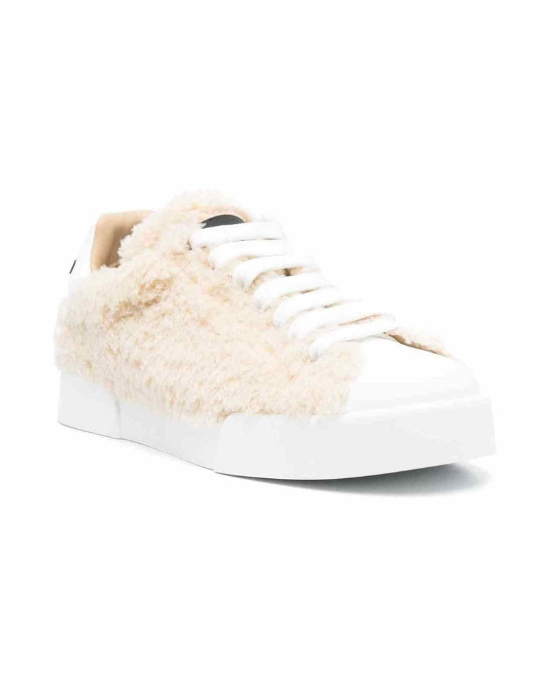 Dolce & Gabbana Leather Sneakers with Embossed Logo Glam Steals