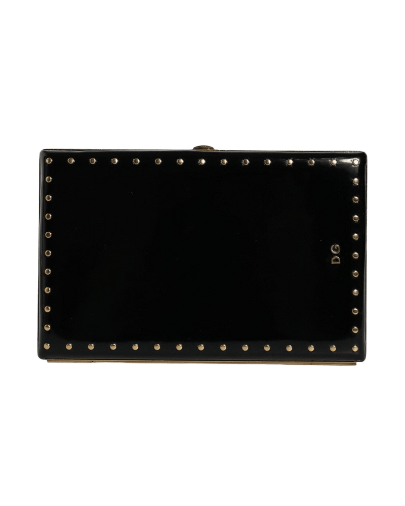 Dolce & Black Gabbana Leather Studs Frame Clutch Evening Purse Bag Glam Steals