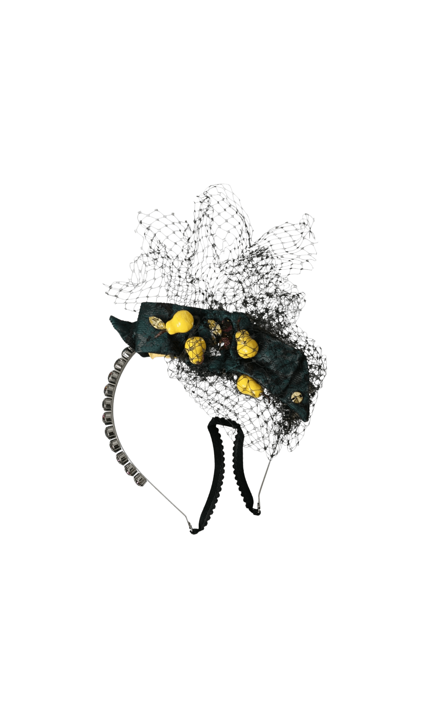 Dolce & Gabbana Lemons Sicily Crystal Net Headband Black Purple Diadem Glam Steals