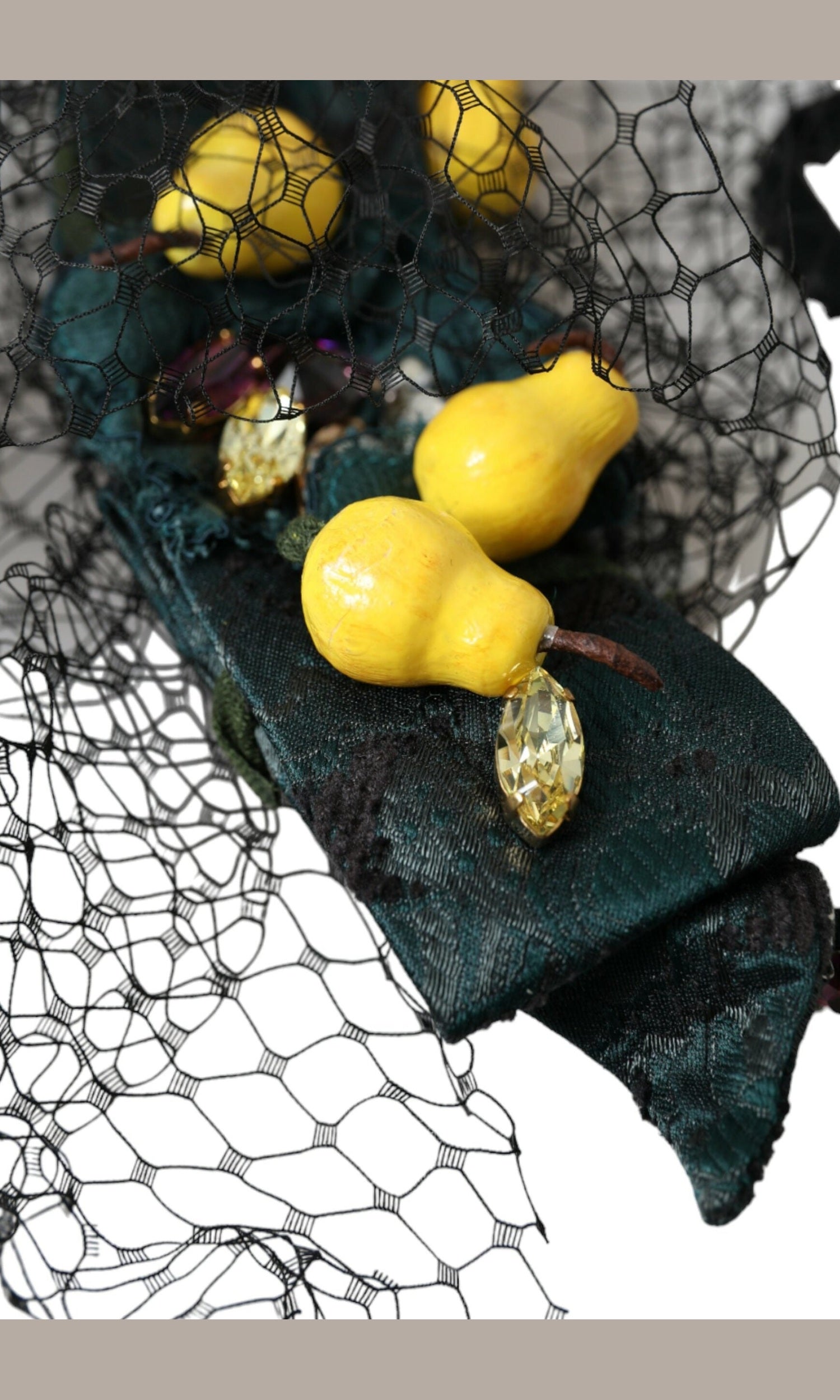 Dolce & Gabbana Lemons Sicily Crystal Net Headband Black Purple Diadem Glam Steals