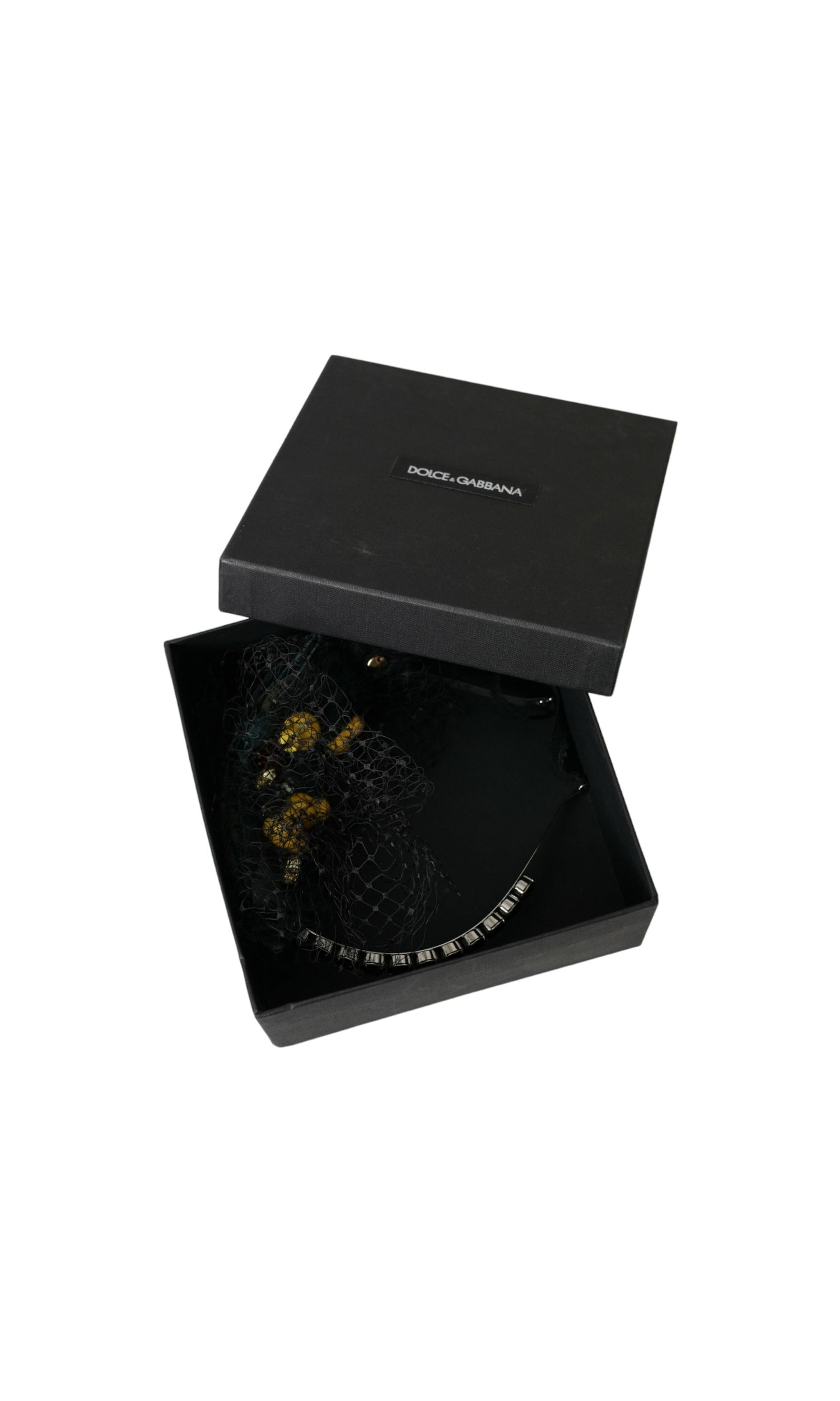Dolce & Gabbana Lemons Sicily Crystal Net Headband Black Purple Diadem Glam Steals