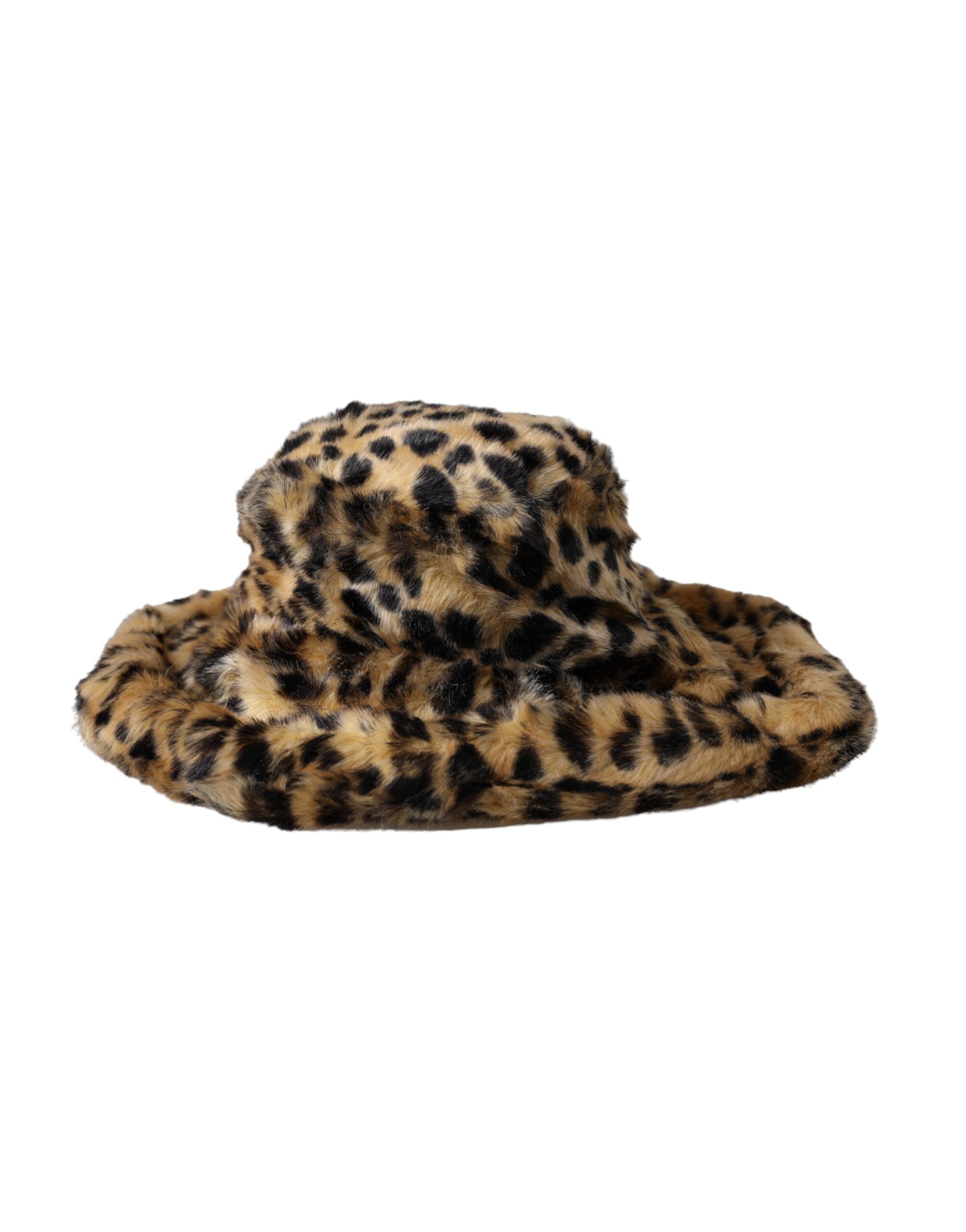 Dolce & Gabbana Leopard Fur Women Bucket Brown Hat Glam Steals