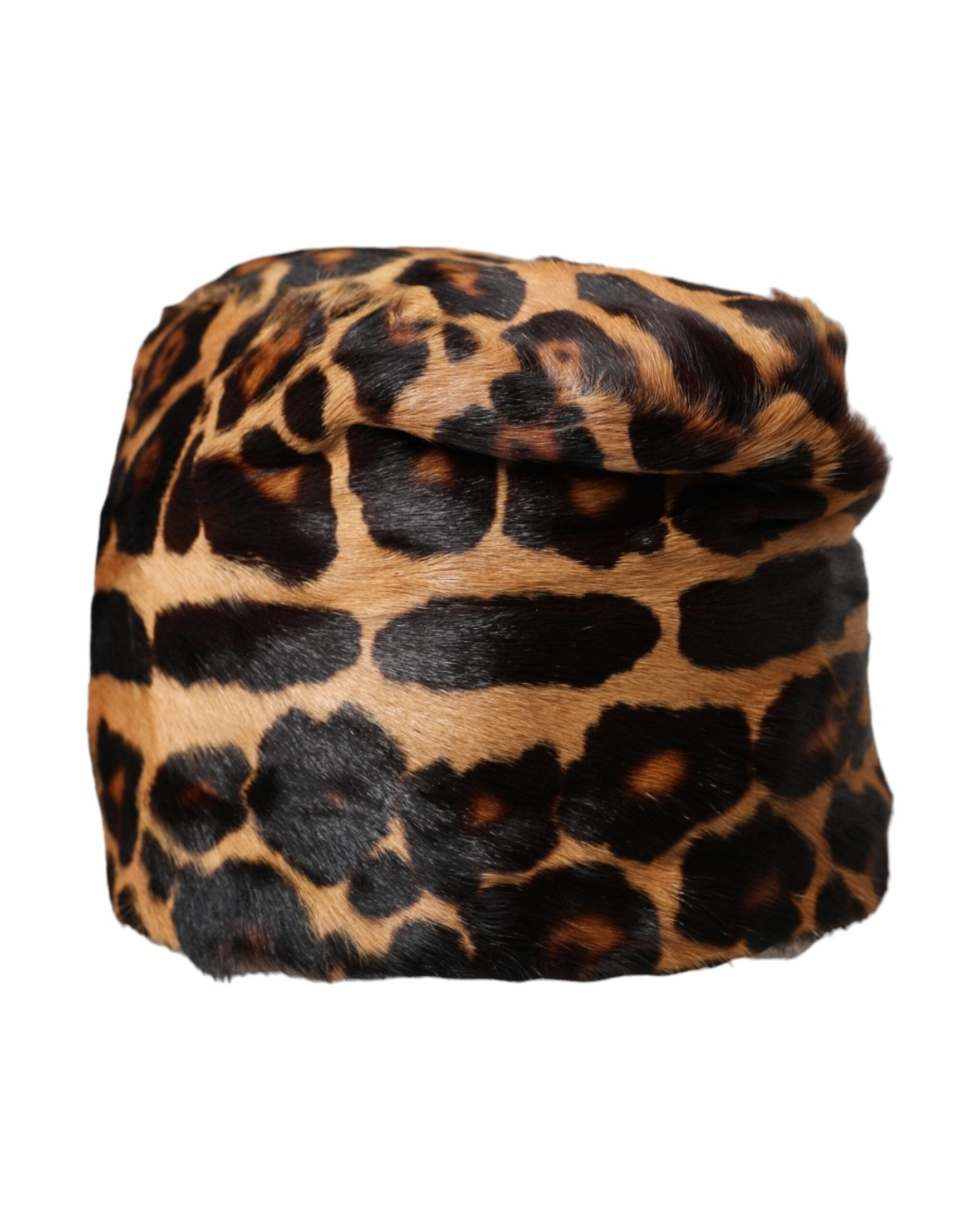 Dolce & Gabbana Leopard Fur Women Bucket Brown Hat Glam Steals