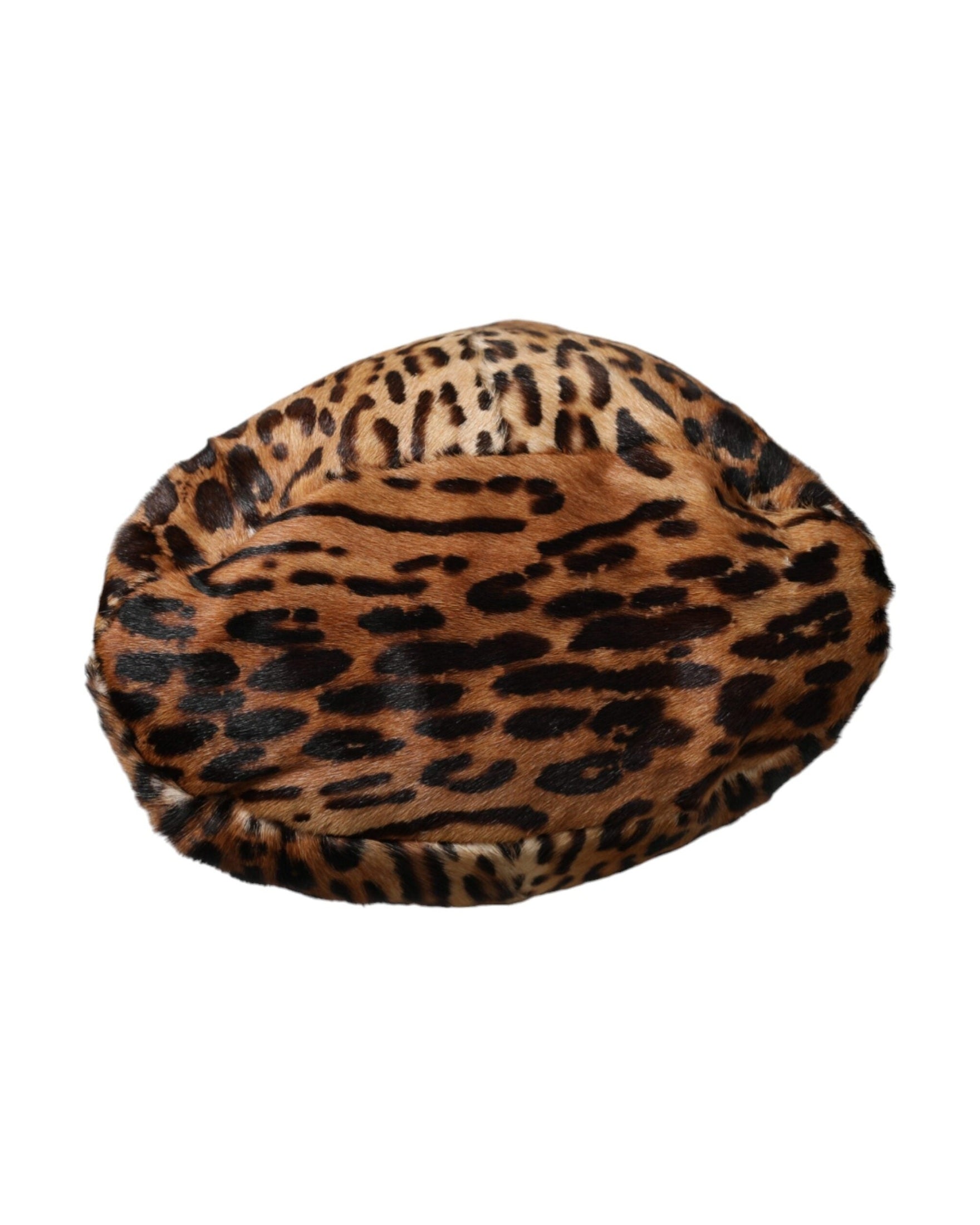 Dolce & Gabbana Leopard Fur Women Bucket Brown Hat Glam Steals