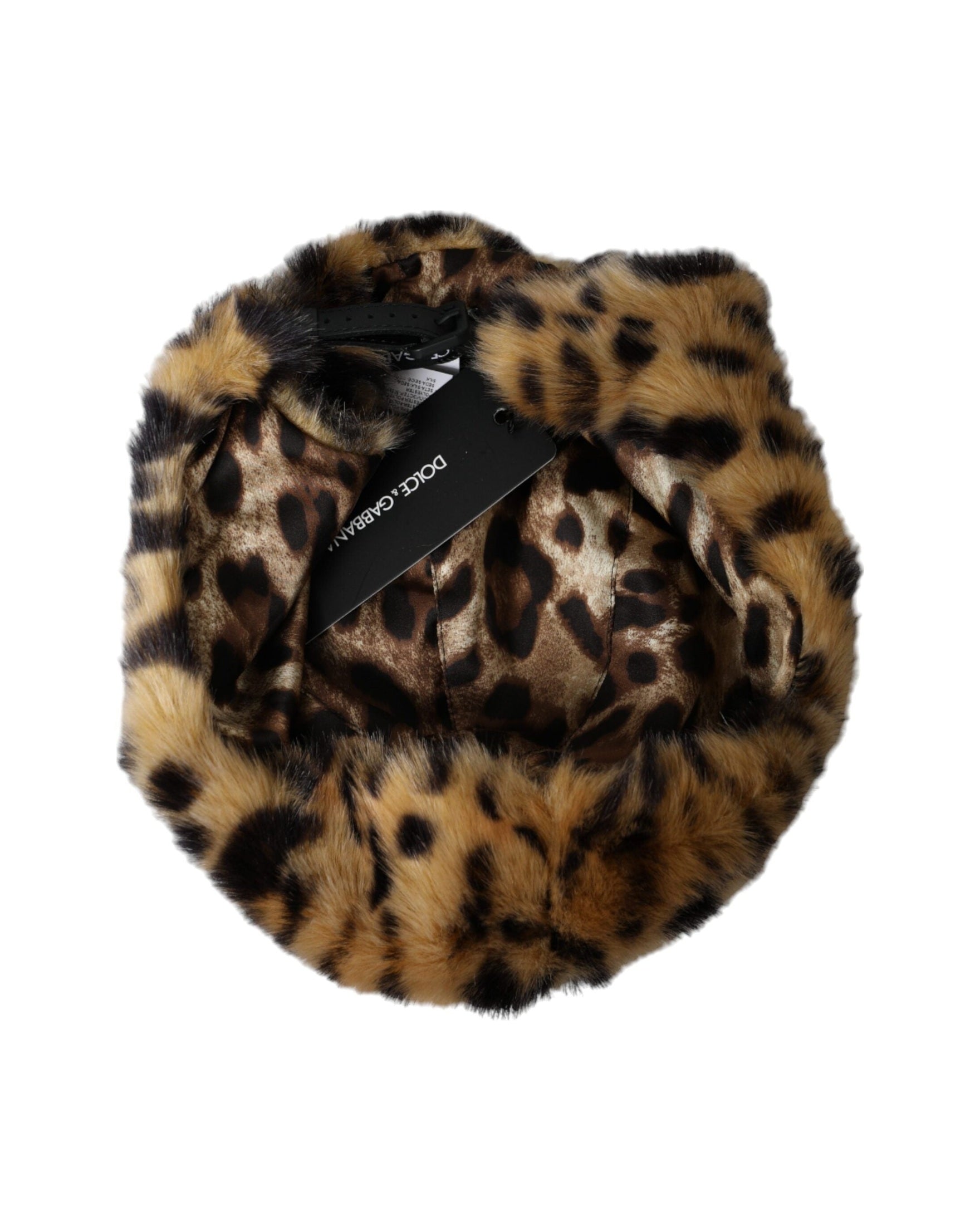 Dolce & Gabbana Leopard Fur Women Bucket Brown Hat Glam Steals