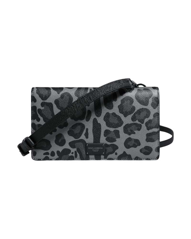 Dolce & Black Gabbana Leopard Leather Bifold Card Slot Crossbody Bag Glam Steals