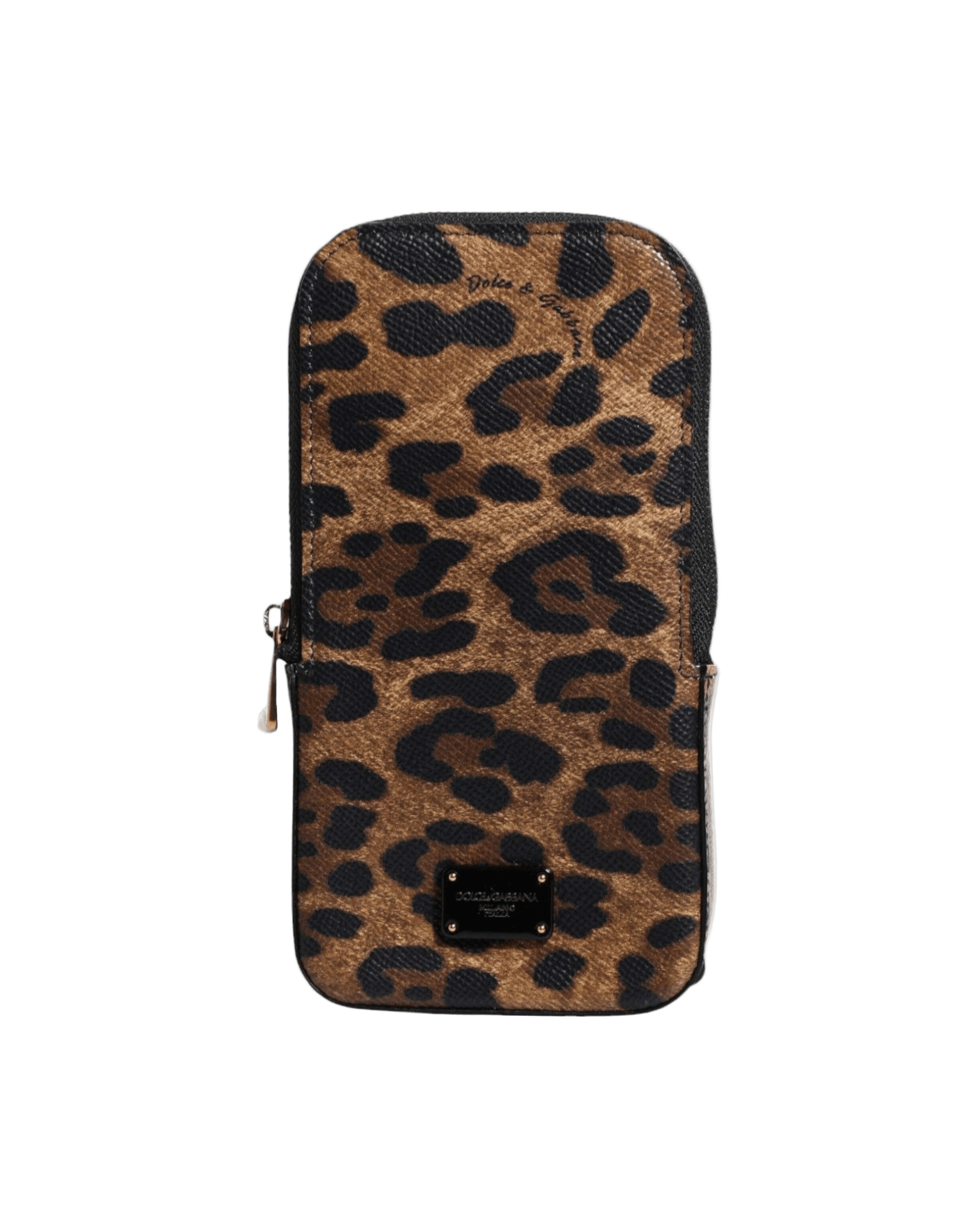 Dolce & Gabbana Leopard Print Dauphine Leather Zip Around Brown Wallet Glam Steals