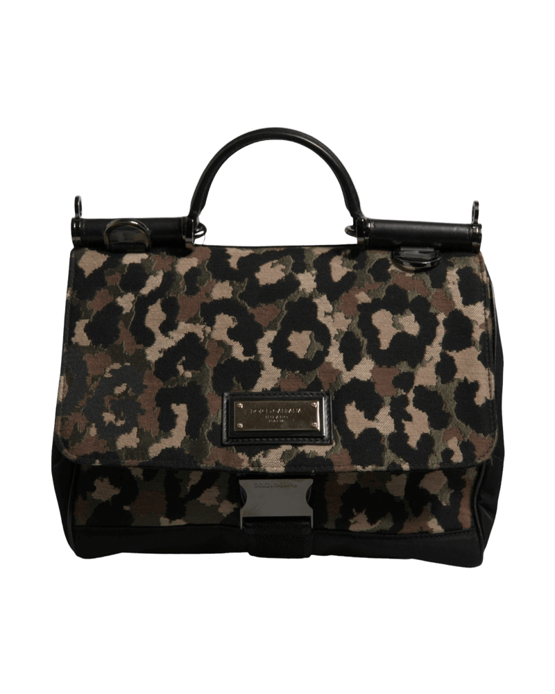 Dolce & Brown Gabbana Leopard Print Lacquard Nylon Sicily Tote Bag Glam Steals