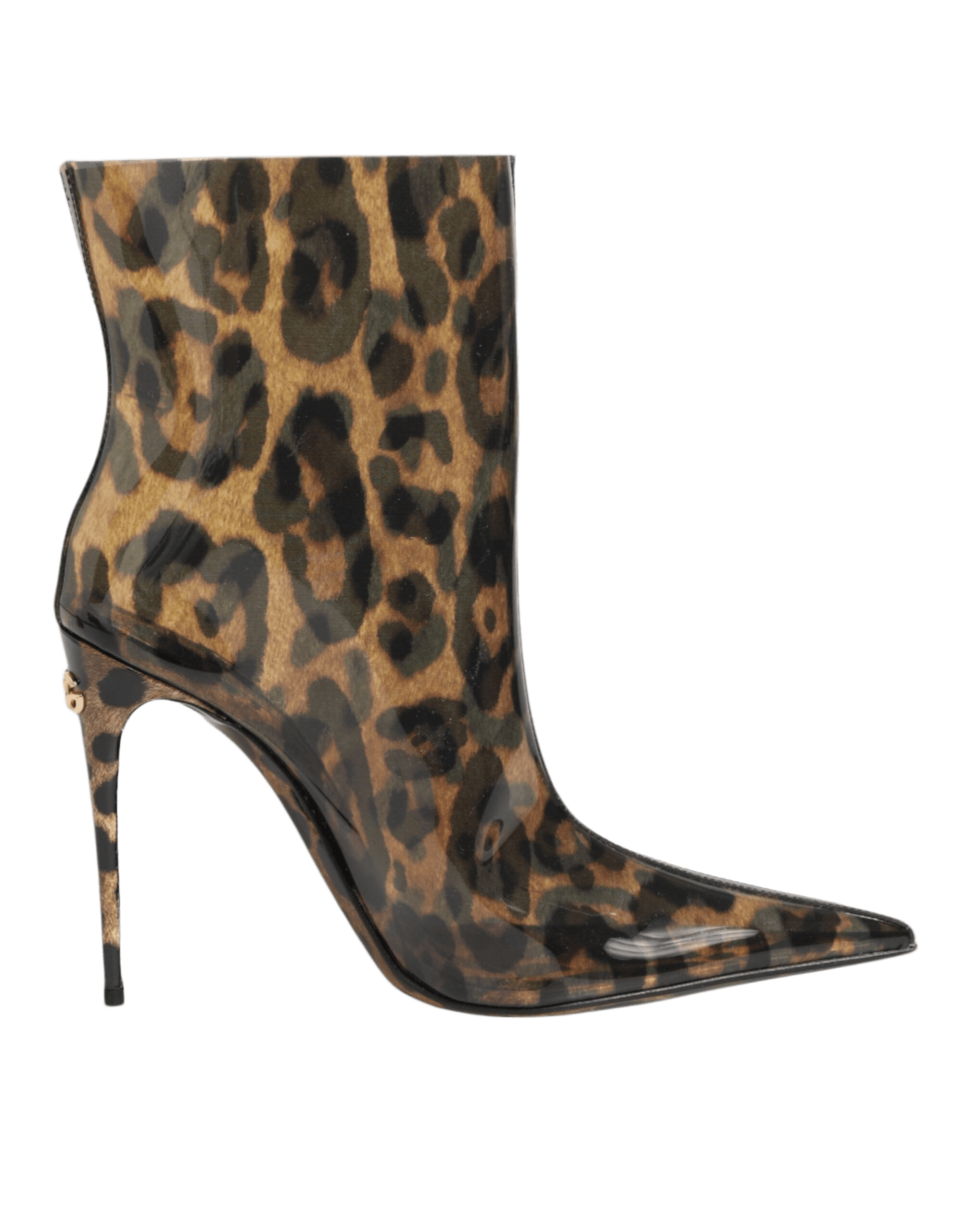 Dolce & Gabbana Leopard Print Pvc Pointed Toe Boots Shoes Glam Steals