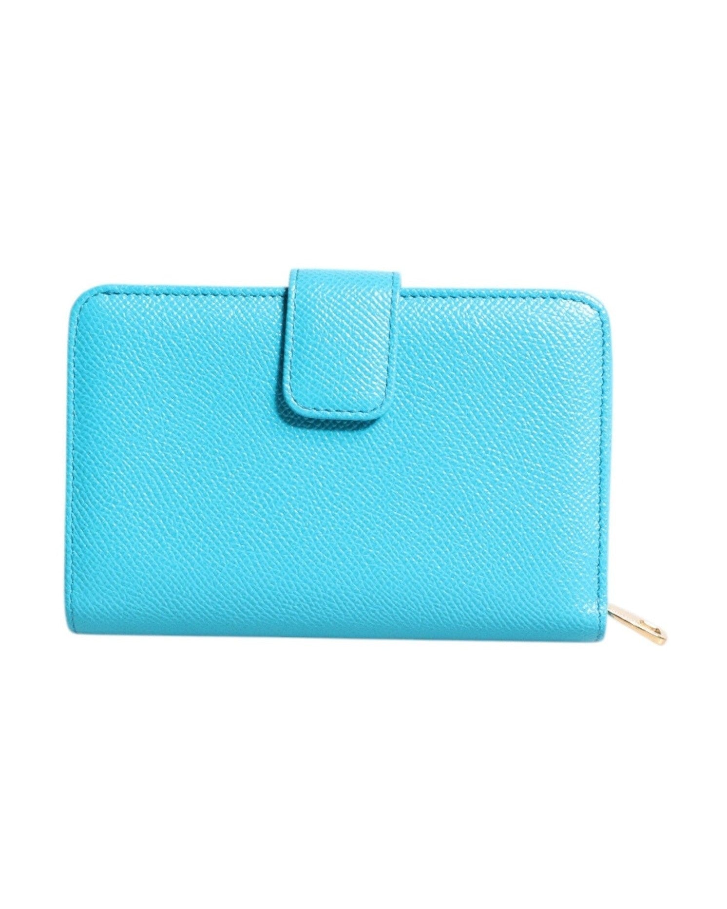 Dolce & Gabbana Light Blue Leather Bifold Continental Clutch Wallet Wallets