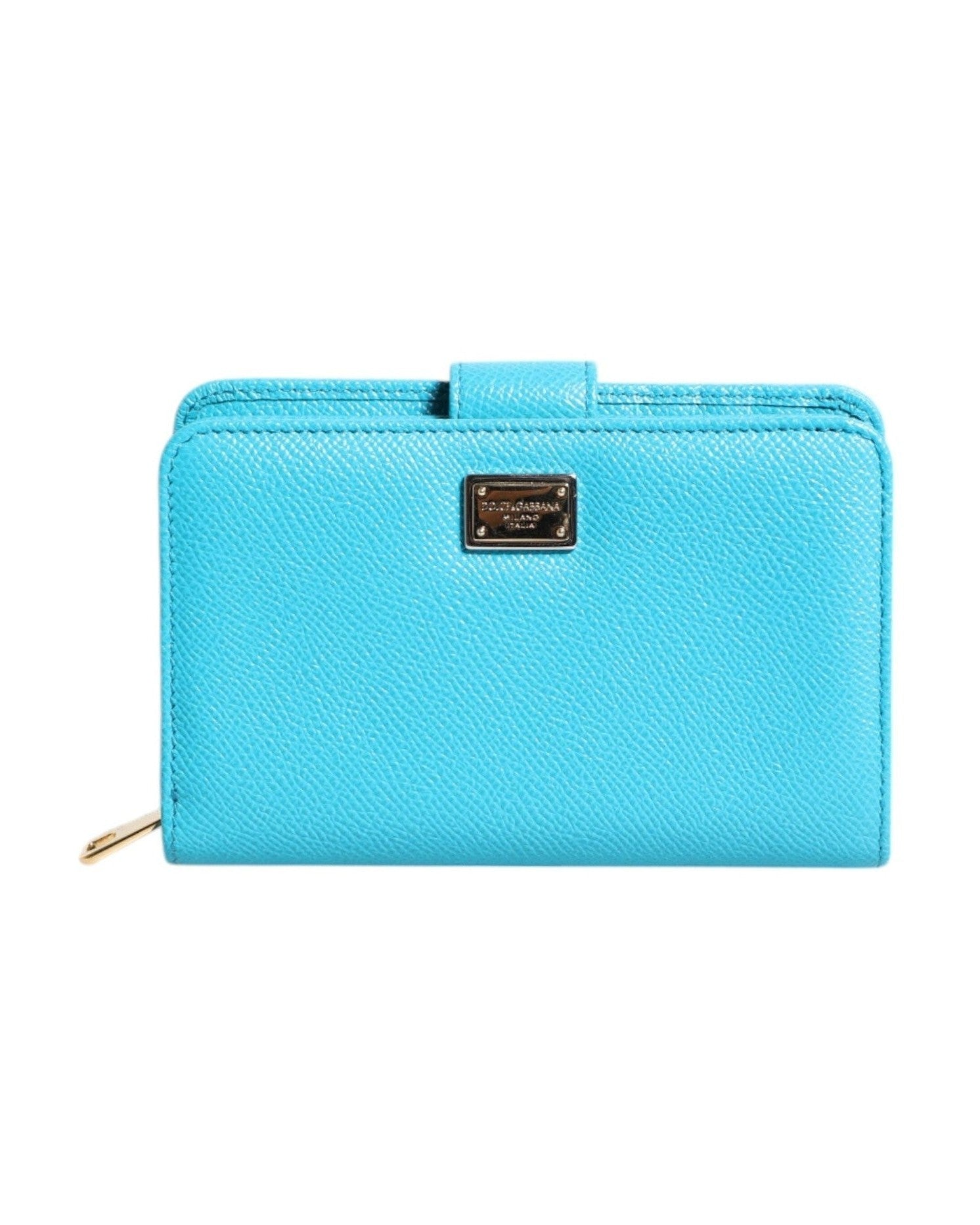 Dolce & Gabbana Light Blue Leather Bifold Continental Clutch Wallet Wallets