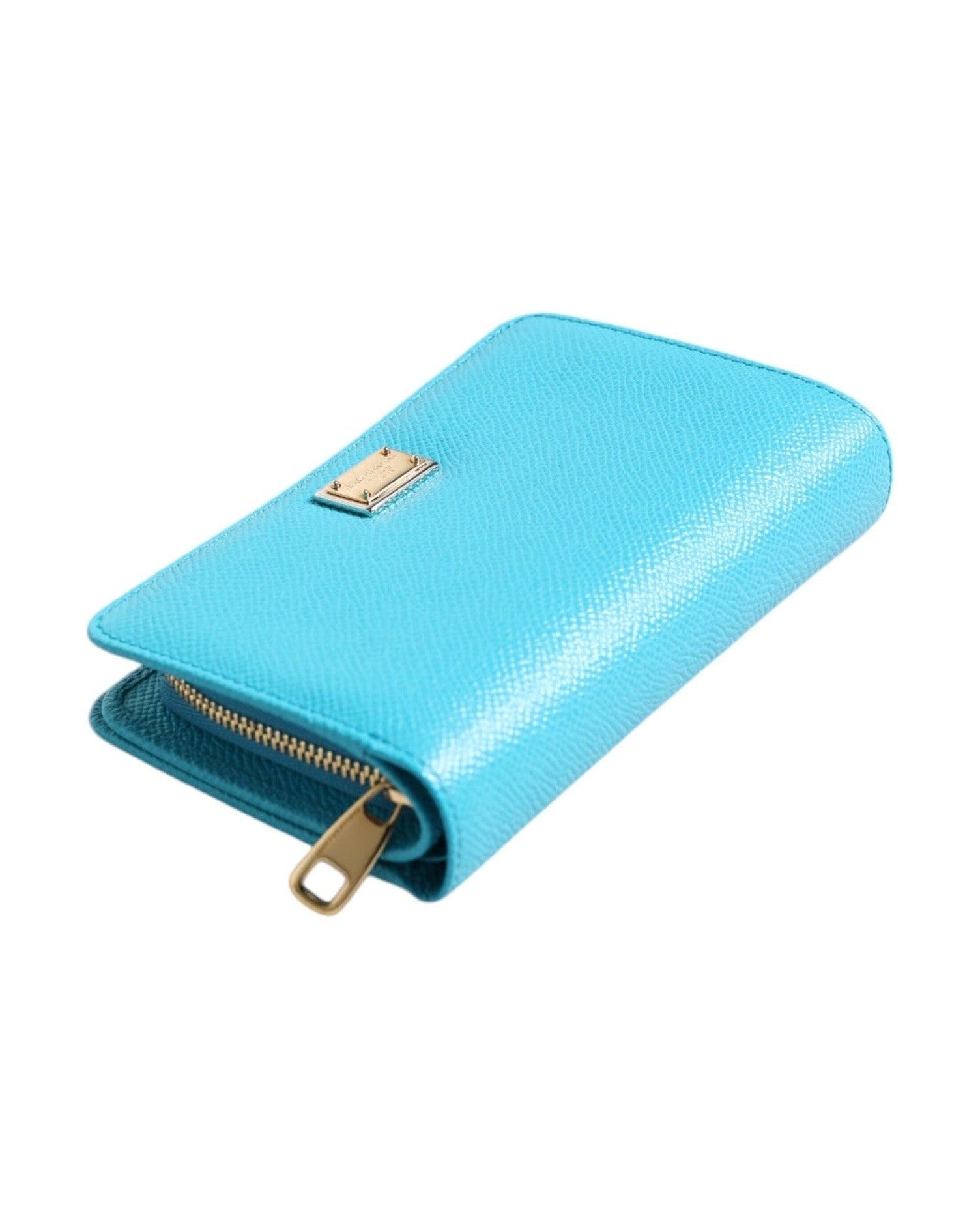 Dolce & Gabbana Light Blue Leather Bifold Continental Clutch Wallet Wallets