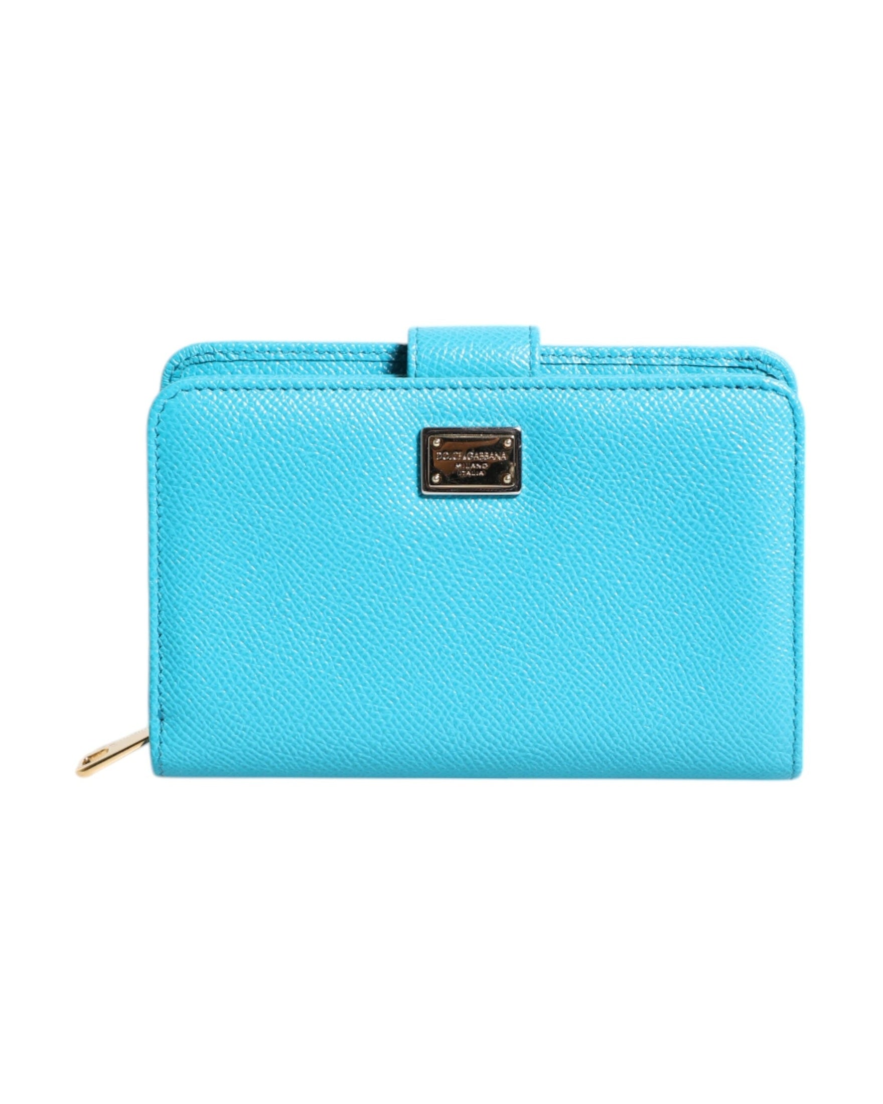 Dolce & Gabbana Light Blue Leather Bifold Continental Clutch Wallet Glam Steals