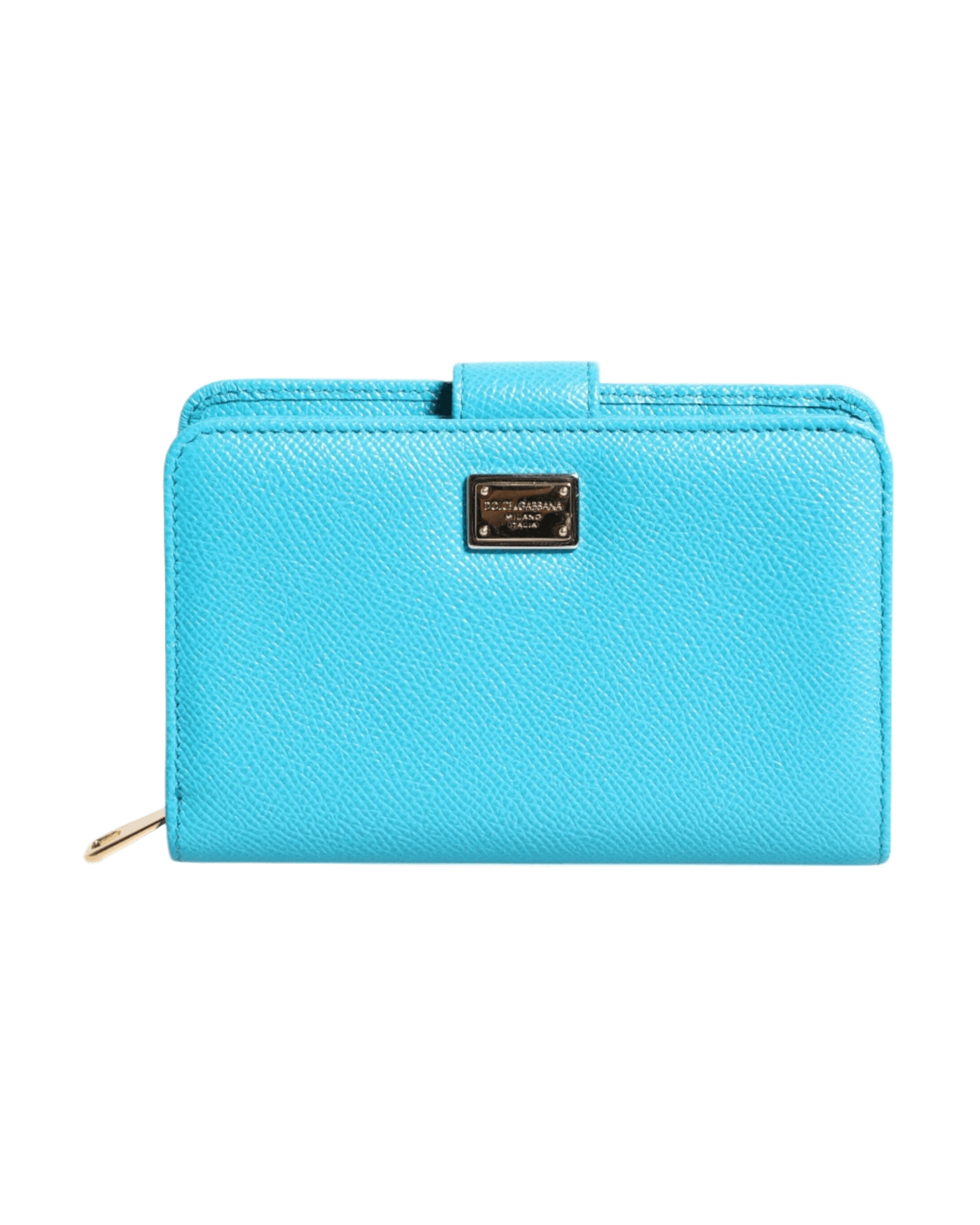Dolce & Gabbana Light Blue Leather Bifold Continental Clutch Wallet Glam Steals