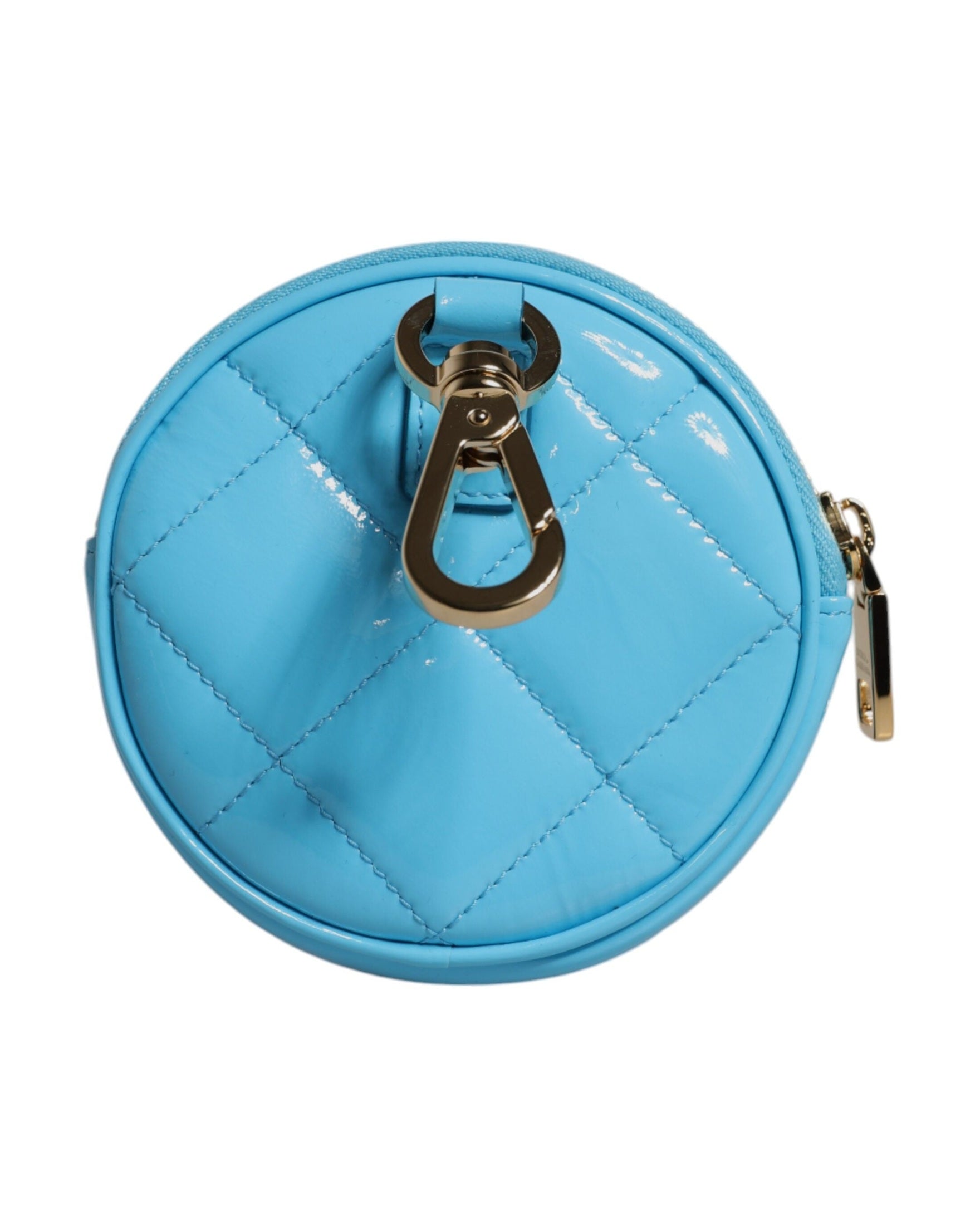 Dolce & Gabbana Light Blue Leather Lamb Dg Crystal Round Coin Purse Wallet Glam Steals
