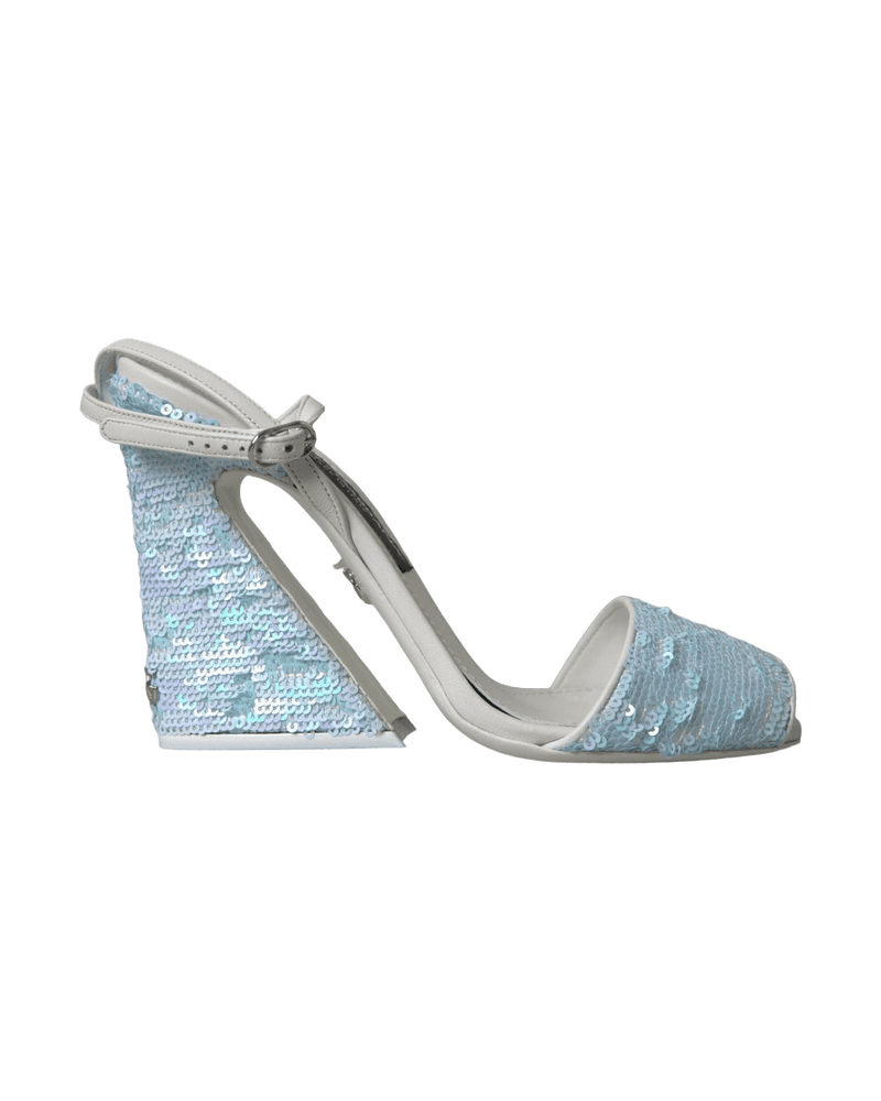 Dolce & Light Blue Gabbana Sequin Ankle Strap Sandals Shoes Glam Steals