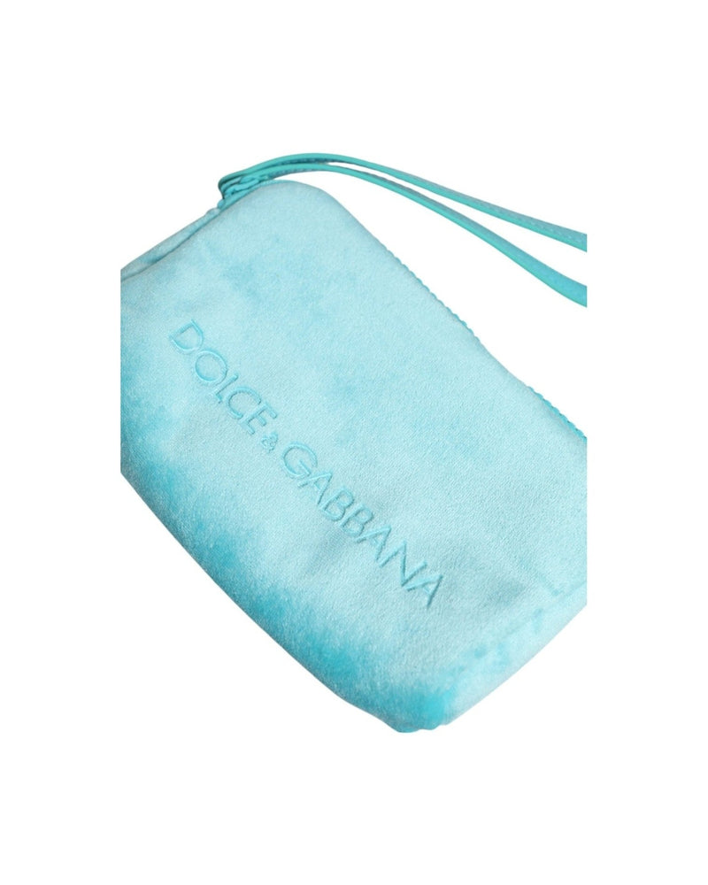 Dolce & Gabbana Light Blue Solid Logo Clutch Sunglasses Holder Pouch Bag Glam Steals
