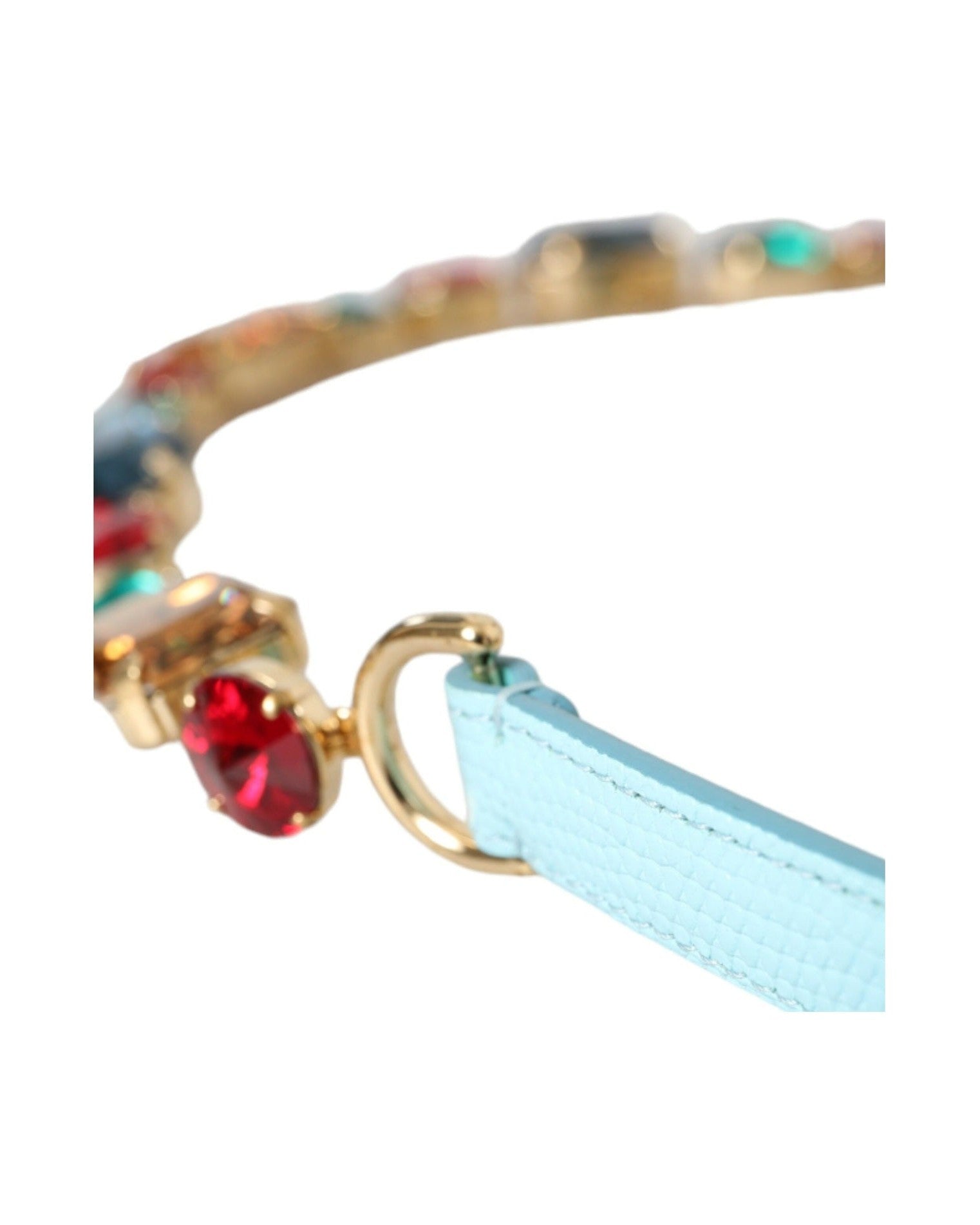 Dolce & Gabbana Light Leather Crystal Chain Waist Blue Belt Glam Steals