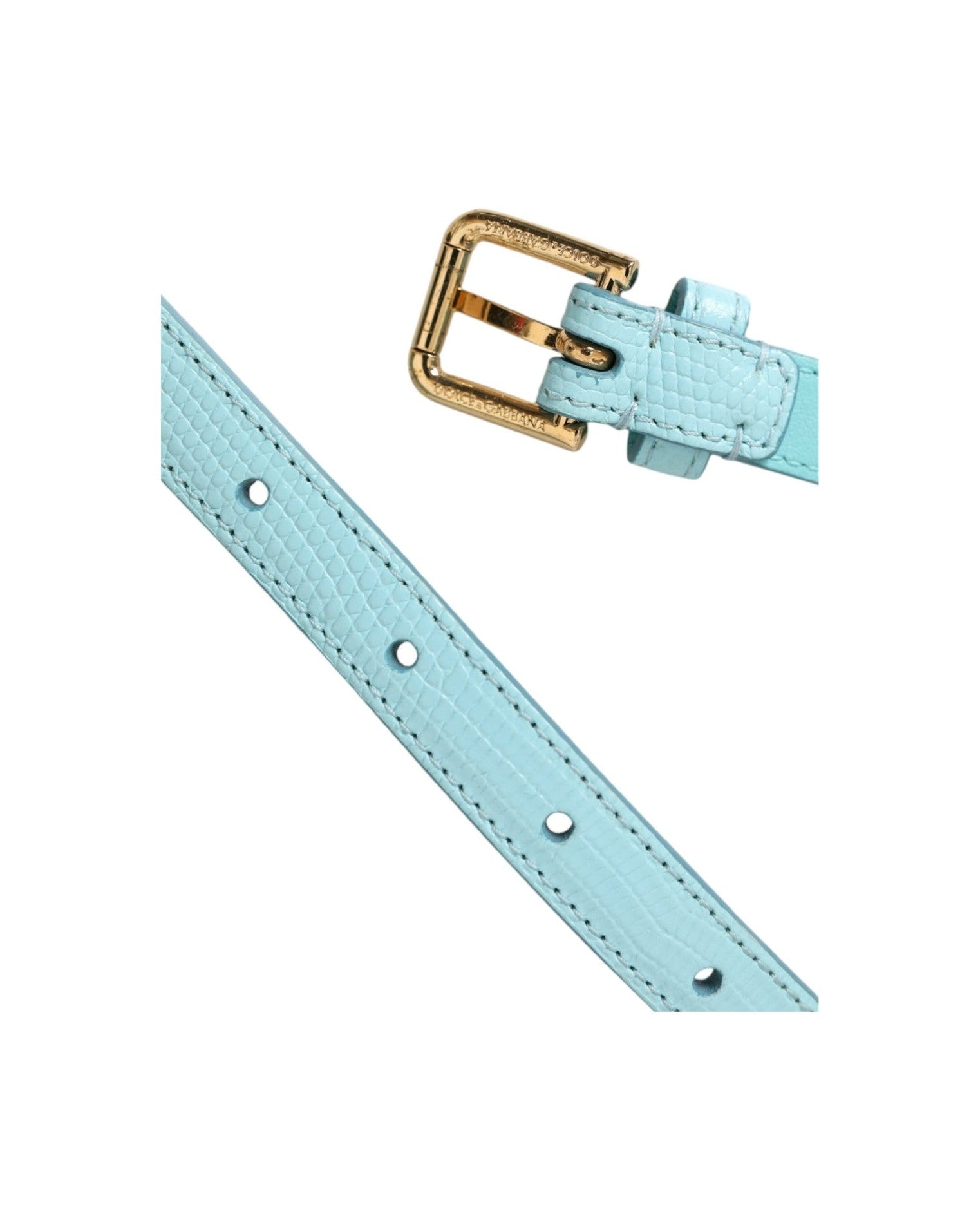 Dolce & Gabbana Light Leather Crystal Chain Waist Blue Belt Glam Steals