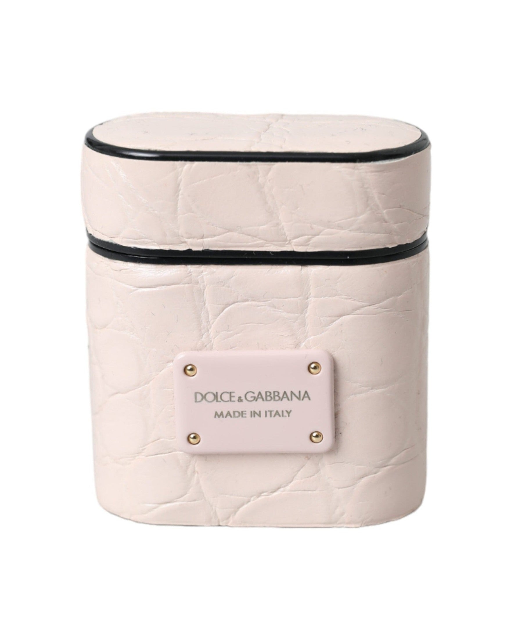 Dolce & Gabbana Light Leather Metal Logo Plaque Airpods Pink Case Glam Steals