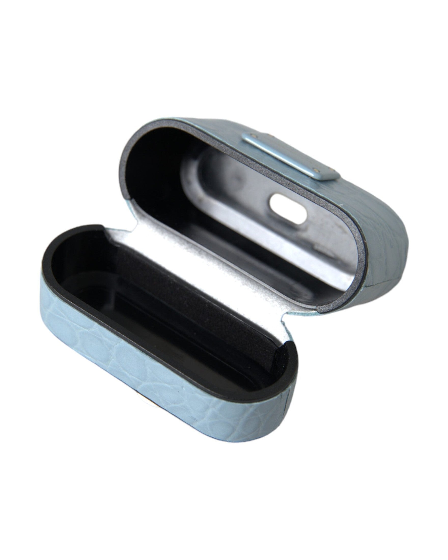 Dolce & Gabbana Light Leather Metal Logo Plaque Airpods Blue Case Glam Steals