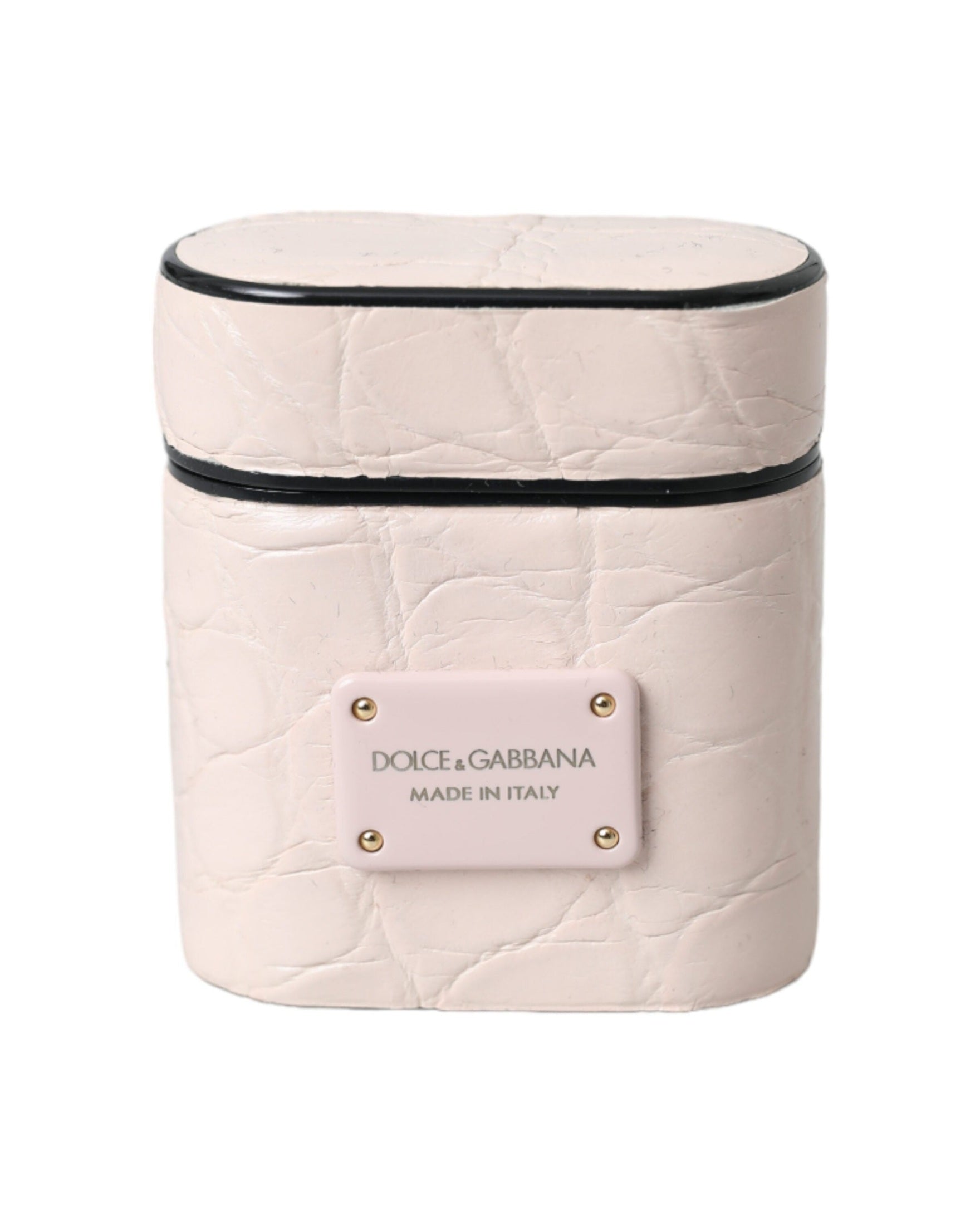 Dolce & Gabbana Light Leather Metal Logo Plaque Airpods Pink Case Glam Steals