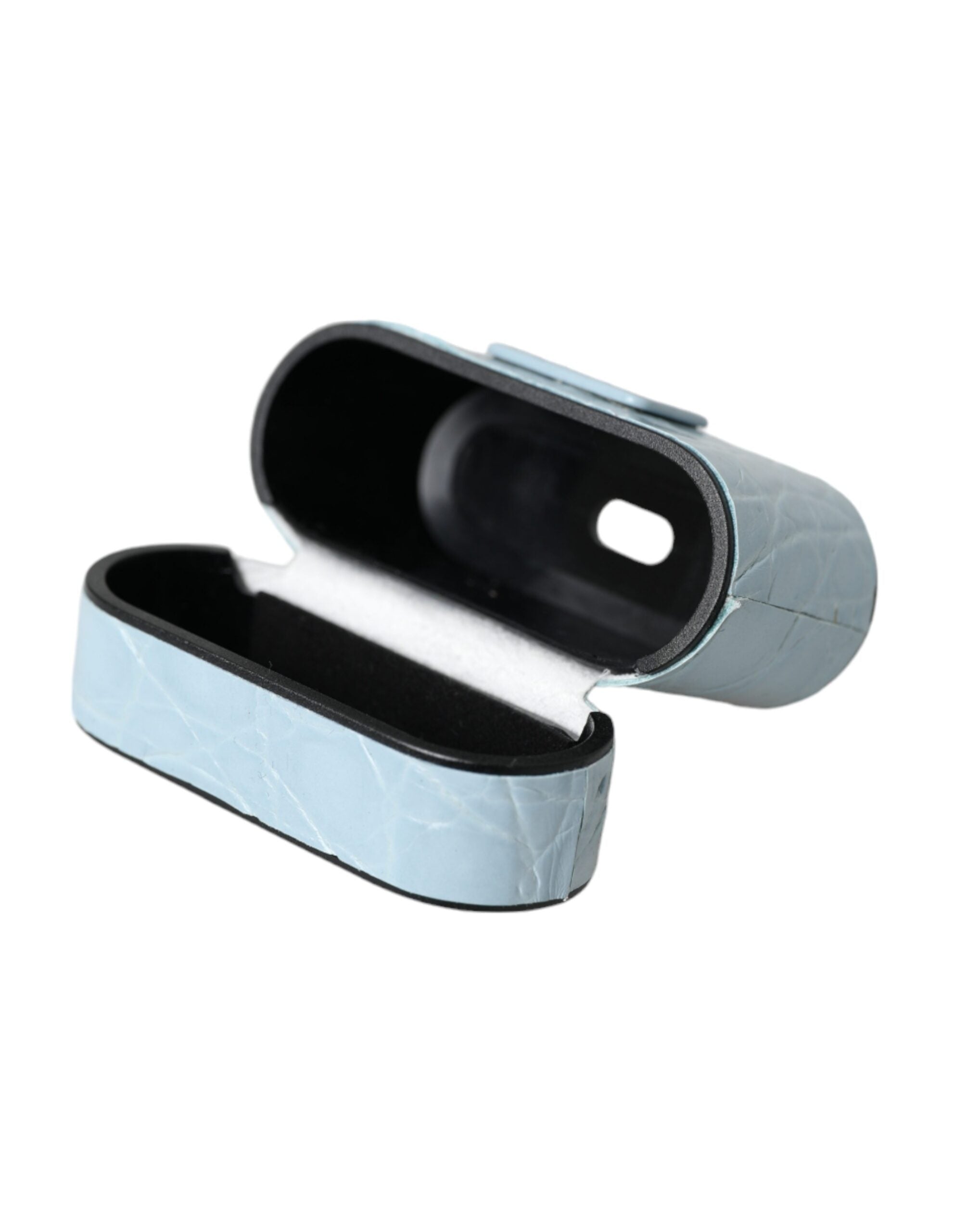 Dolce & Gabbana Light Leather Metal Logo Plaque Airpods Blue Case Glam Steals