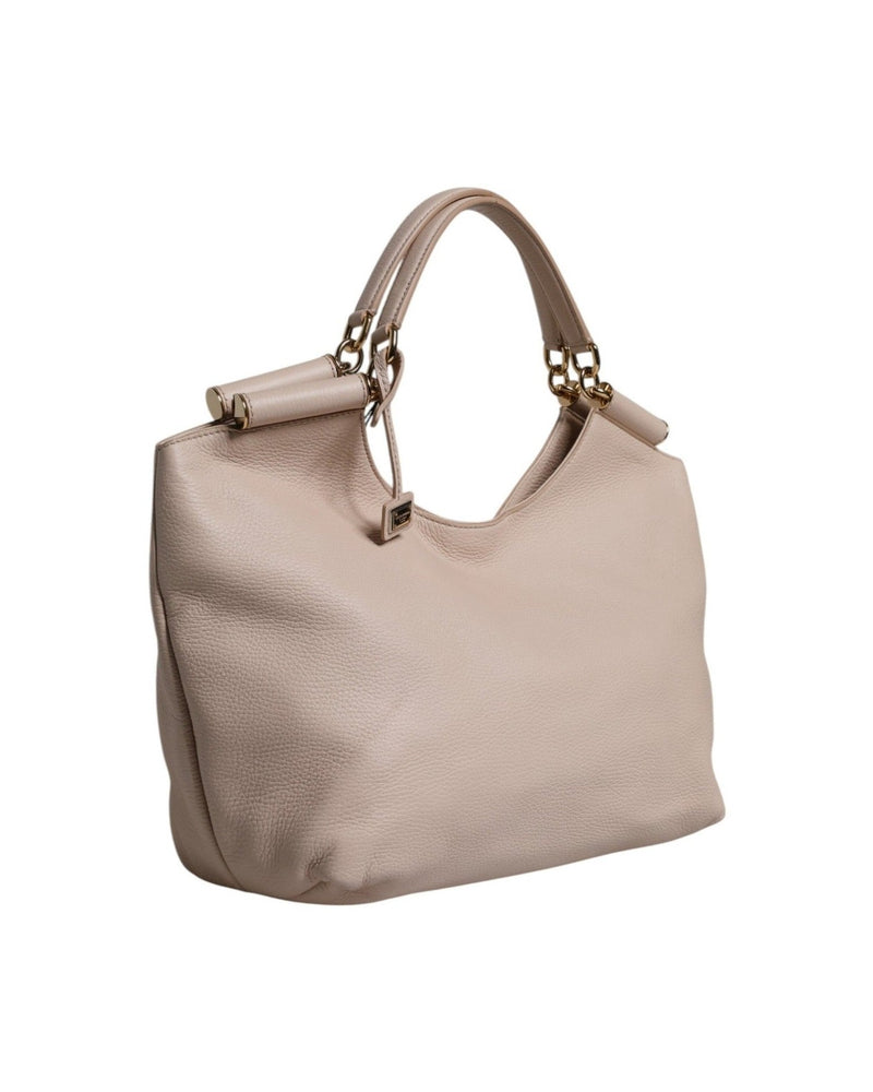 Dolce & Gabbana Light Pink Leather Deer Logo Plaque Tote Top Handle Bag Glam Steals