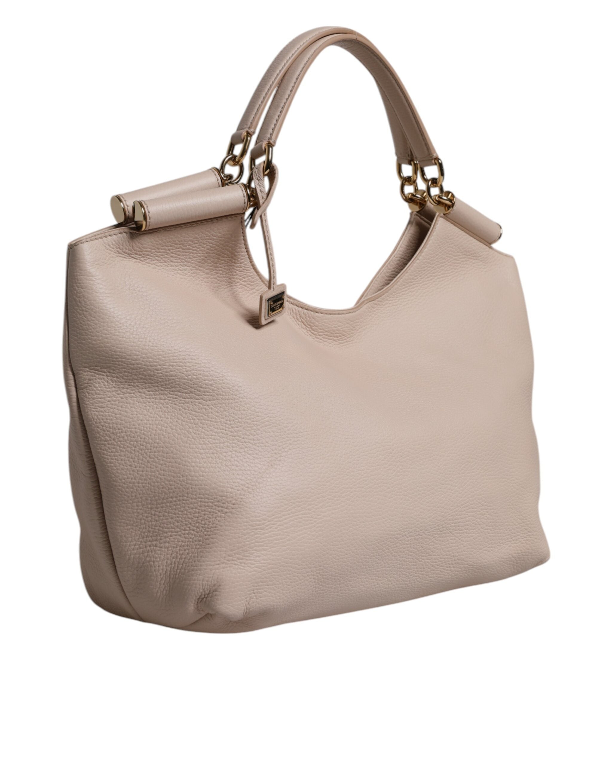Dolce & Gabbana Light Pink Leather Deer Logo Plaque Tote Top Handle Bag Glam Steals