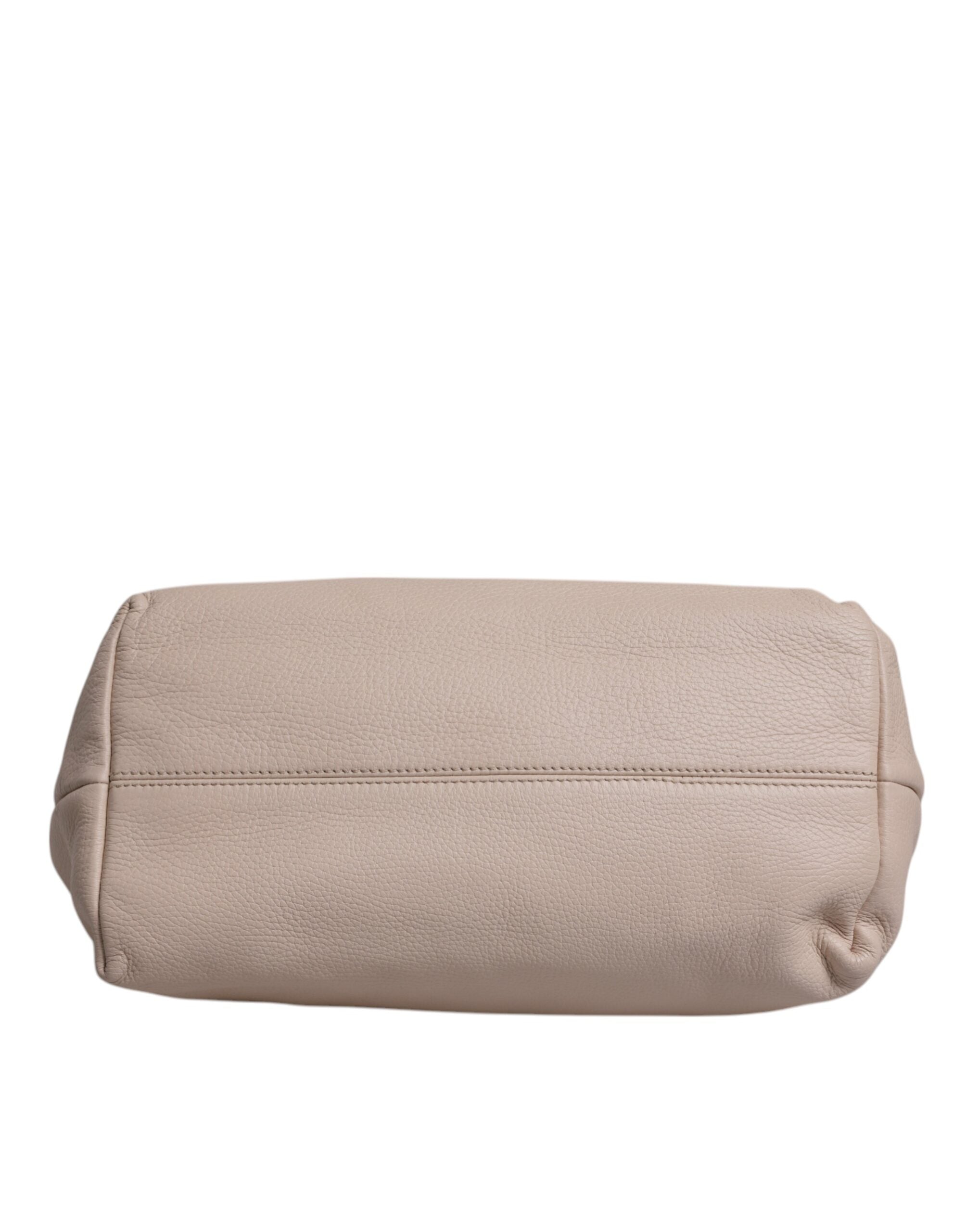 Dolce & Gabbana Light Pink Leather Deer Logo Plaque Tote Top Handle Bag Glam Steals