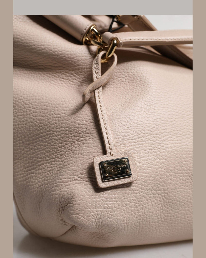 Dolce & Gabbana Light Pink Leather Deer Logo Plaque Tote Top Handle Bag Glam Steals