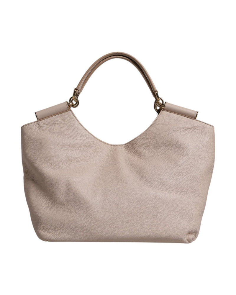 Dolce & Gabbana Light Pink Leather Deer Logo Plaque Tote Top Handle Bag Glam Steals