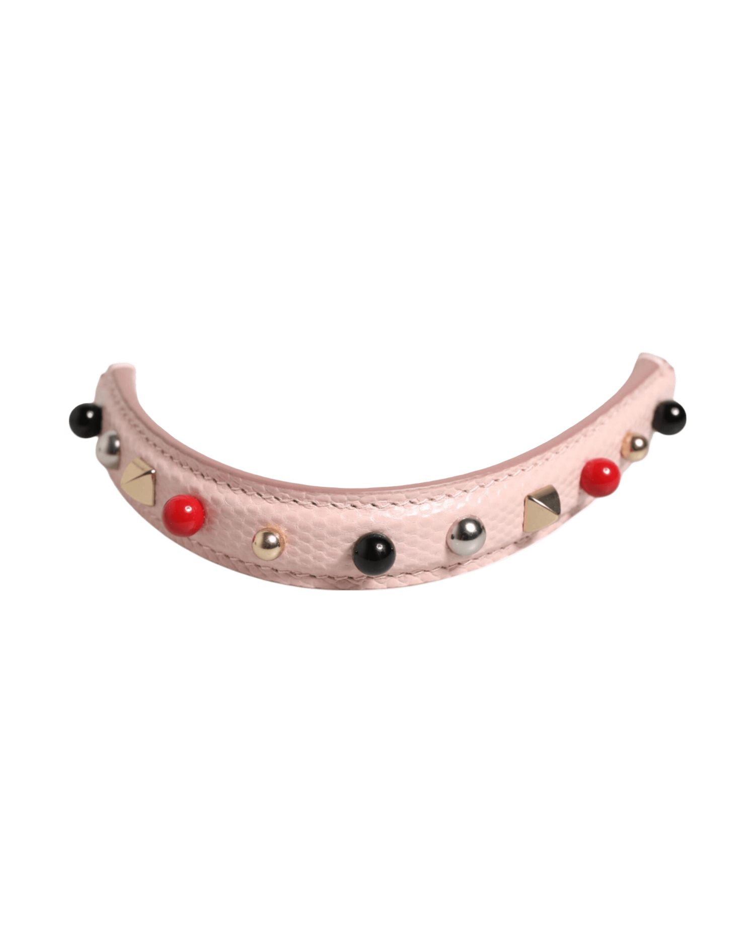 Dolce & Gabbana Light Pink Leather Embellished Bag Handle Shoulder Strap Glam Steals