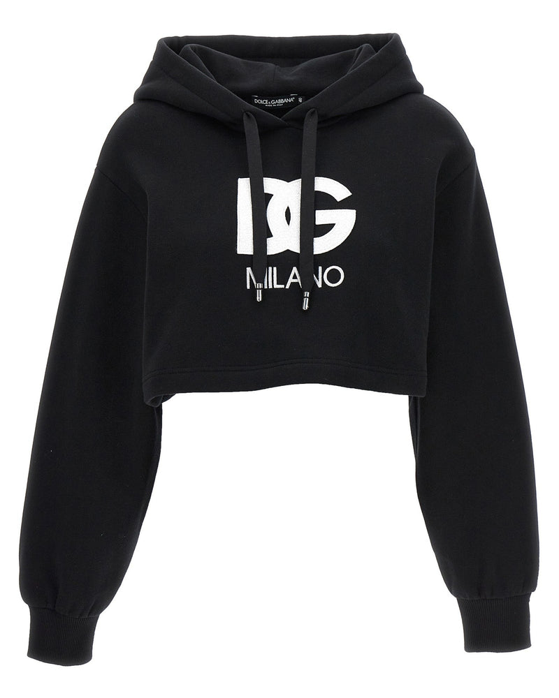 Dolce & Gabbana Logo Embroidery Cropped Hoodie Glam Steals